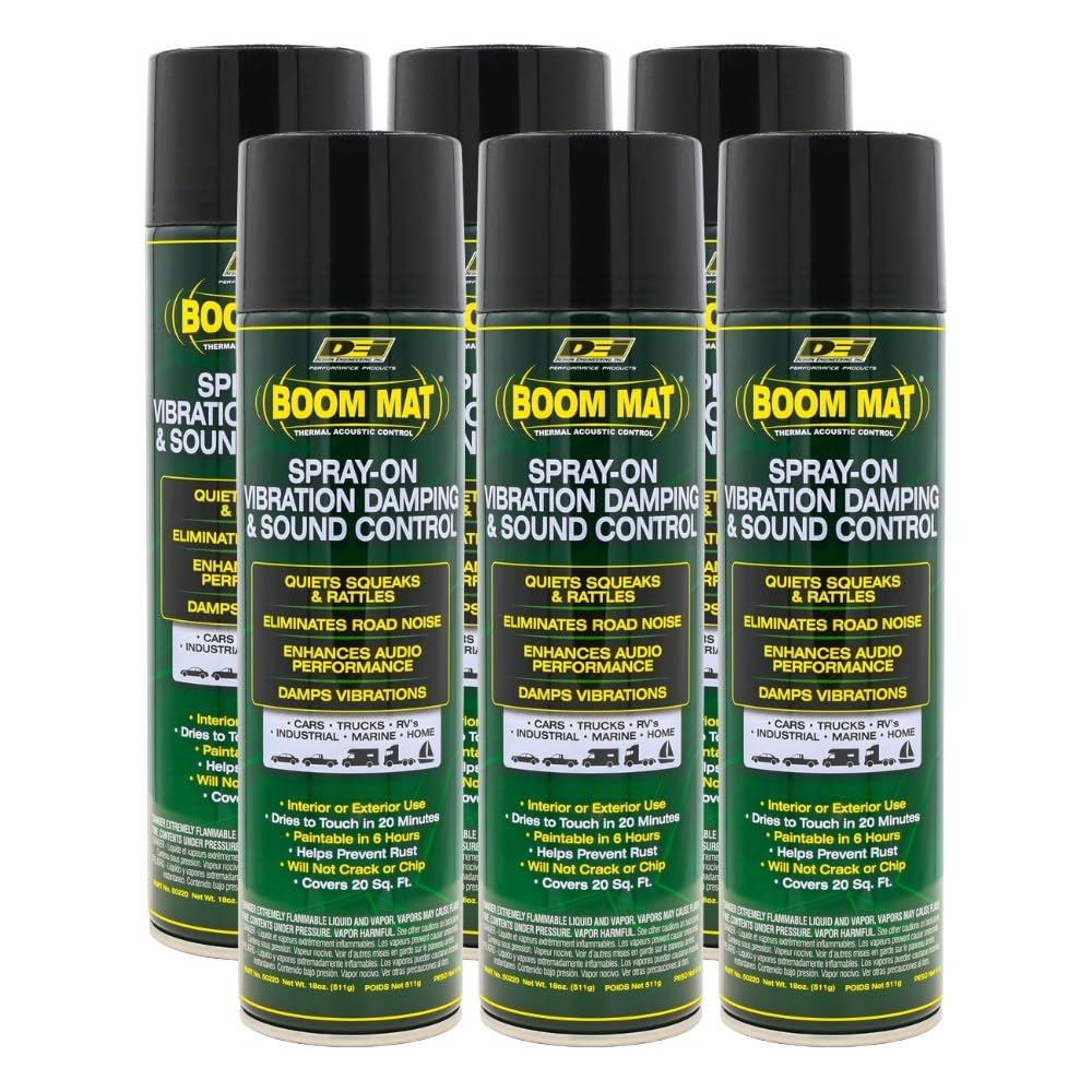 Design Engineering 050220 Boom Mat Spray-on Sound Deadening to Reduce Unwanted Road Noise and Vibration 18 Ounce (6 Pack)