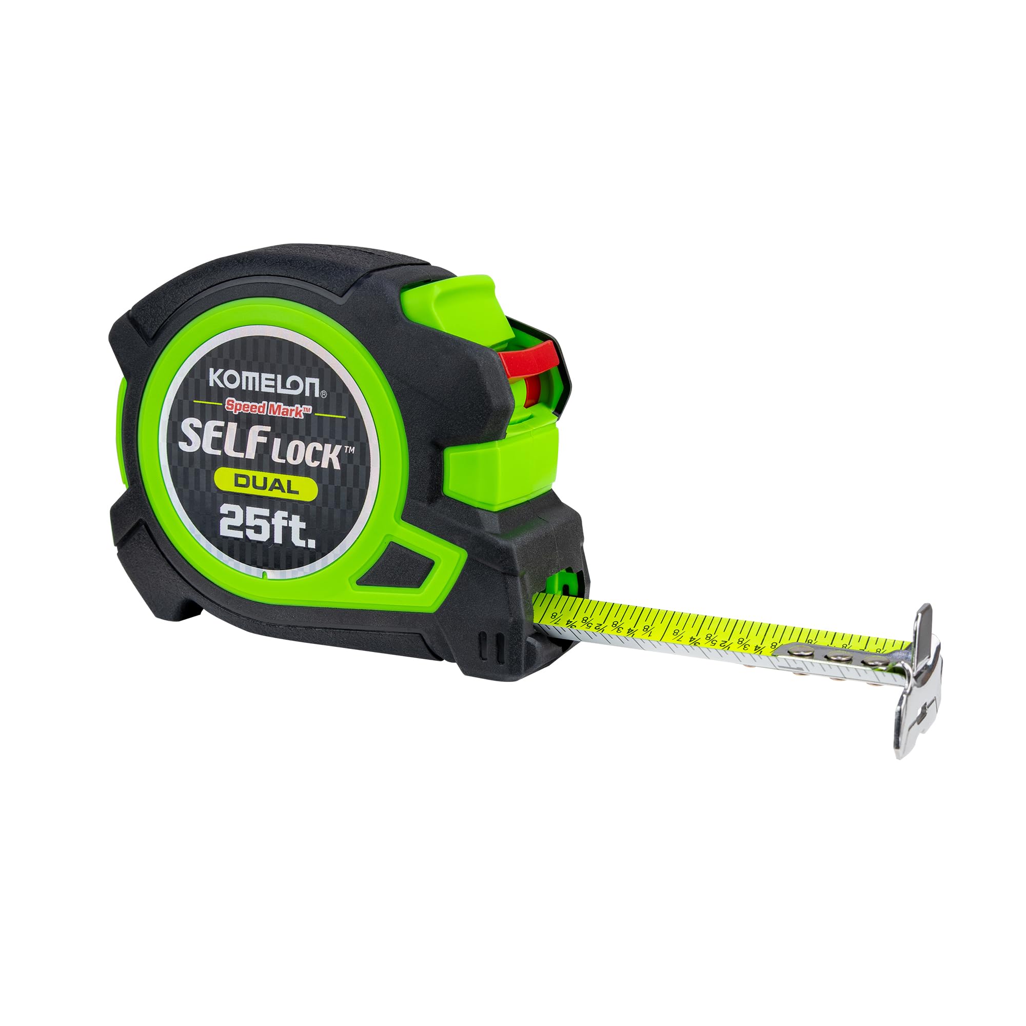 Komelon 25-Ft Self Lock Dual, auto Lock with Secure Lock Mechanism, Printed Fractions (SLD25)