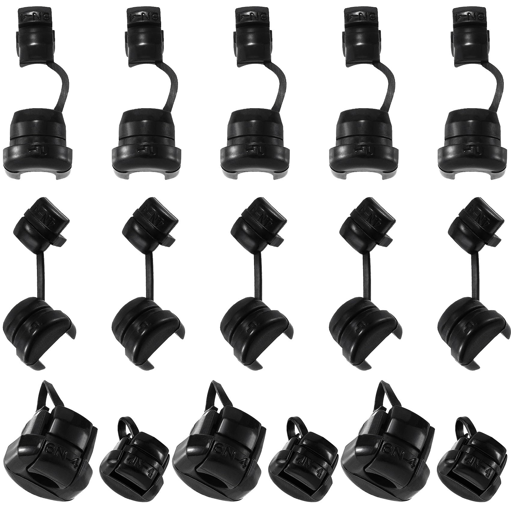 CustomyLife 20pcs Round Strain Relief Cord Connector, Nylon Insulation Cable Bush Grommet, Electric Cable Protector Buckle for Electrified Railways Power Network Wire Black
