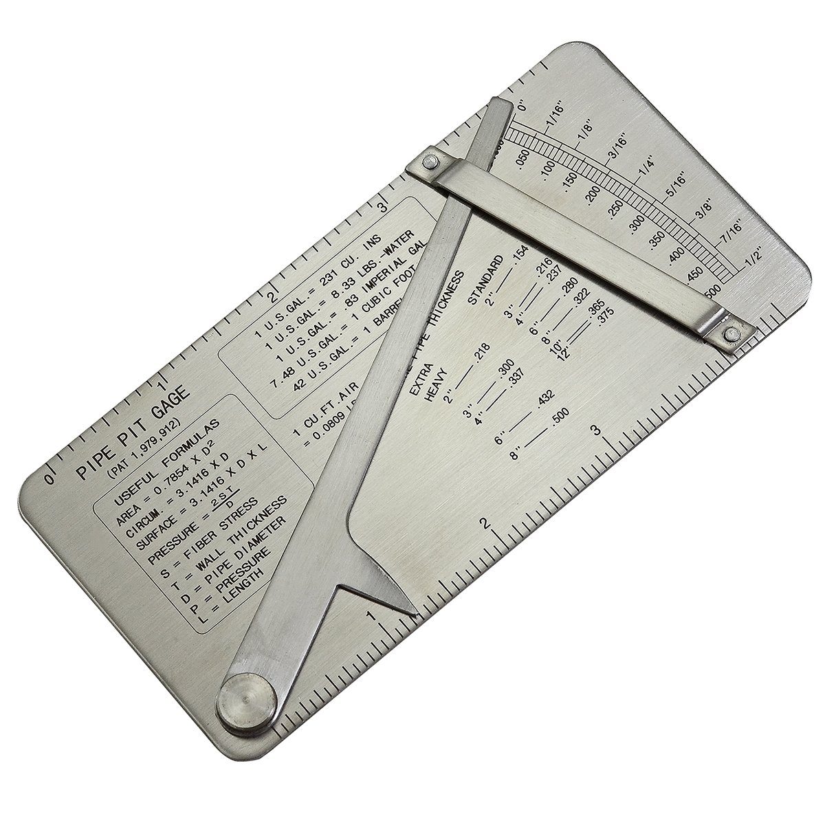 RIVERWELD Pipe Pit Welding Gauge Gage Test Ulnar Welder Inspection Range is 0 to 1/2” in 1/64” & .010 Increments Inch