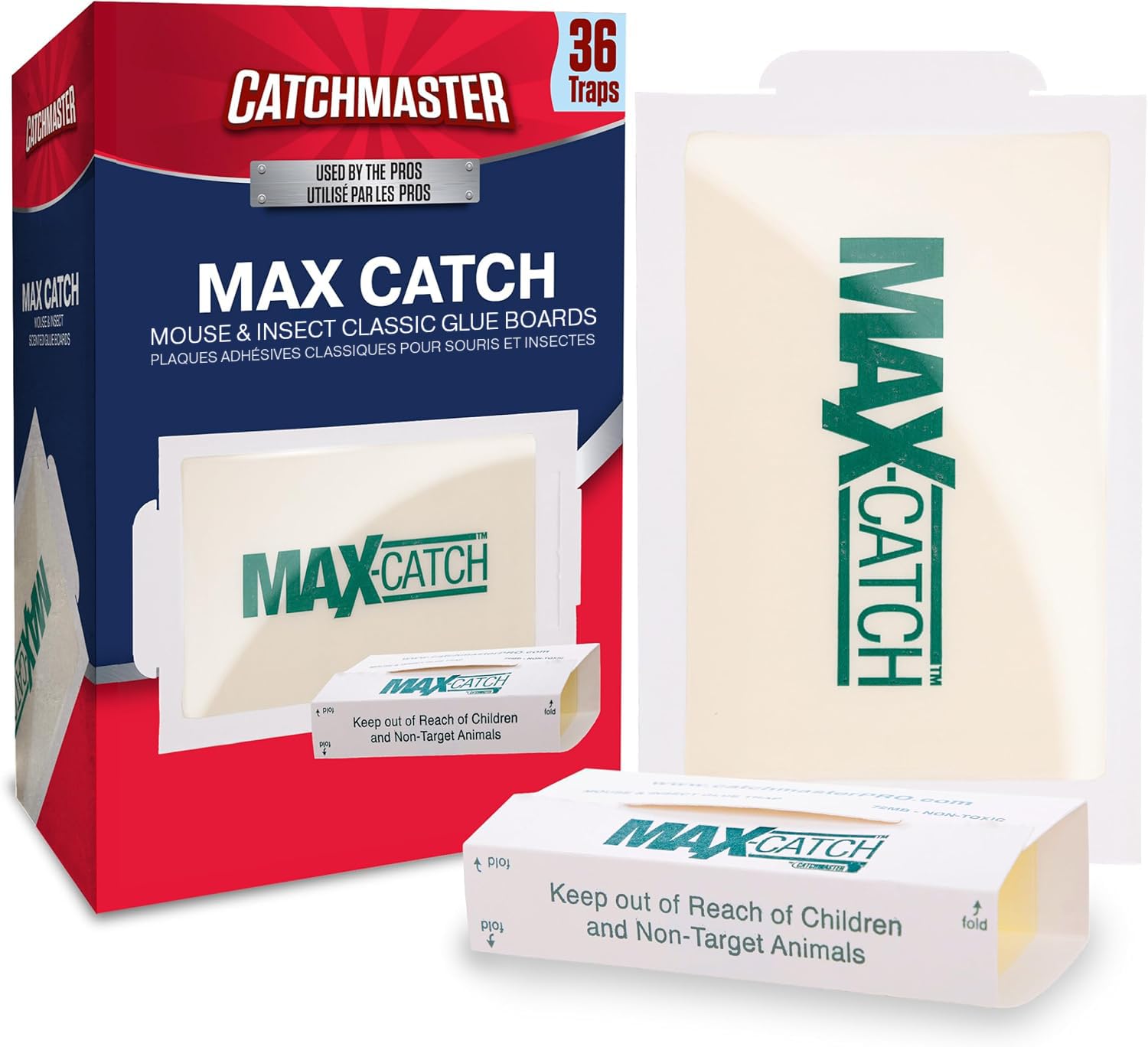 Catchmaster Max-Catch Glue Traps 36pk, Sticky Mouse Traps Indoor for Home