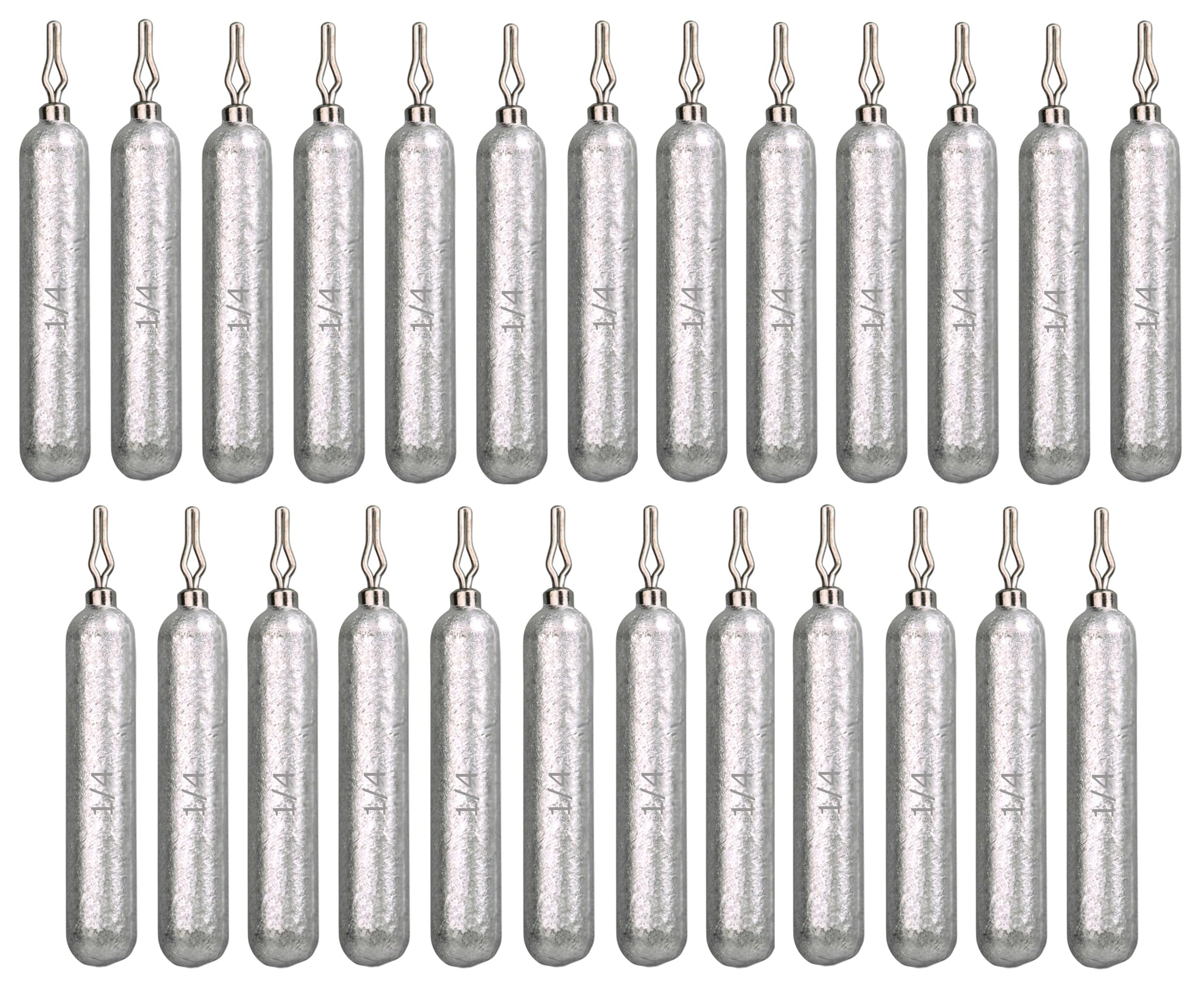 Reaction Tackle Drop Shot Weights for Bass Fishing - Skinny Pencil Sinkers for Drop Shot Rig - Freshwater and Saltwater Finesse Fishing - Silver 1/4 Oz (25-Pack)