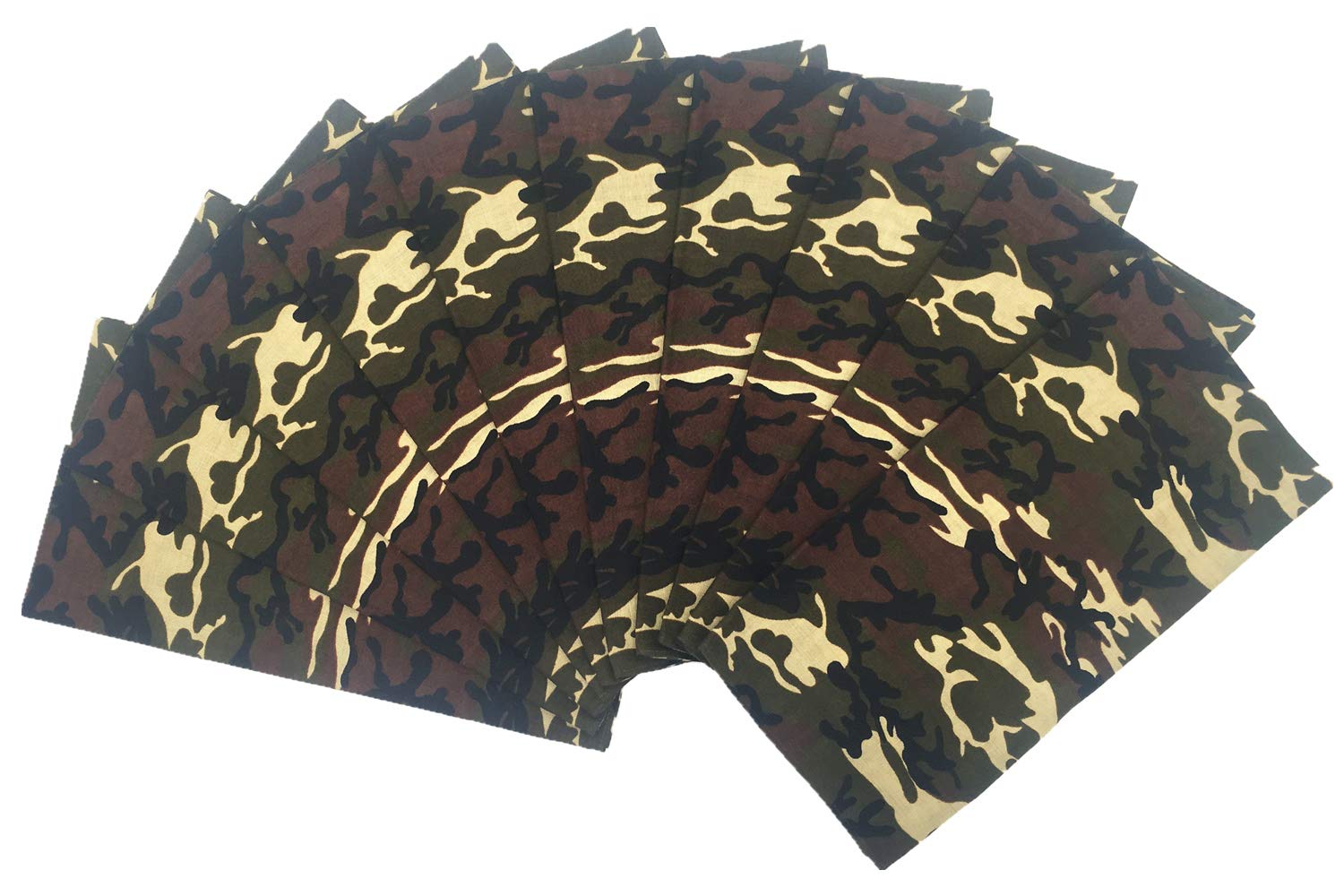 Vamqor 100% Cotton 10 Pack Fine Bandanas(Camouflage)