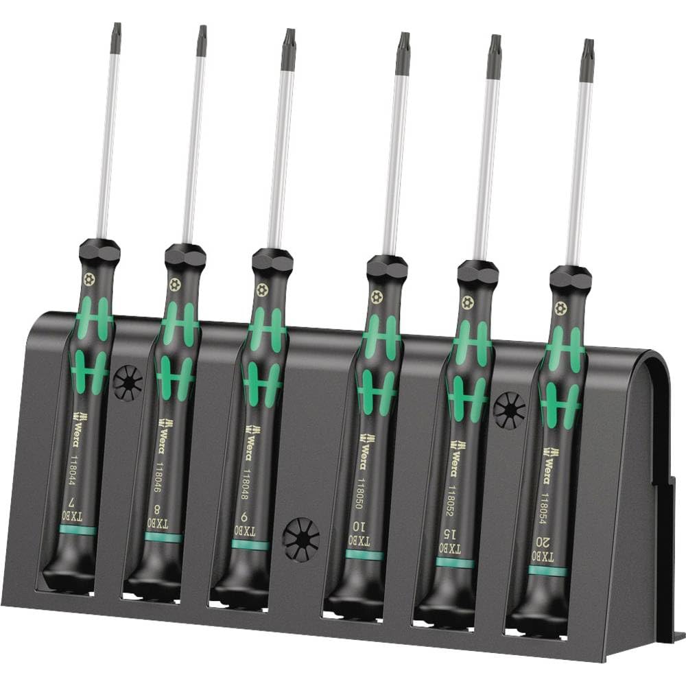 Wera 2067/6 Kraftform Micro Torx BO Tamper-Resistant Electronics Screwdriver Set and Rack, 6-Piece