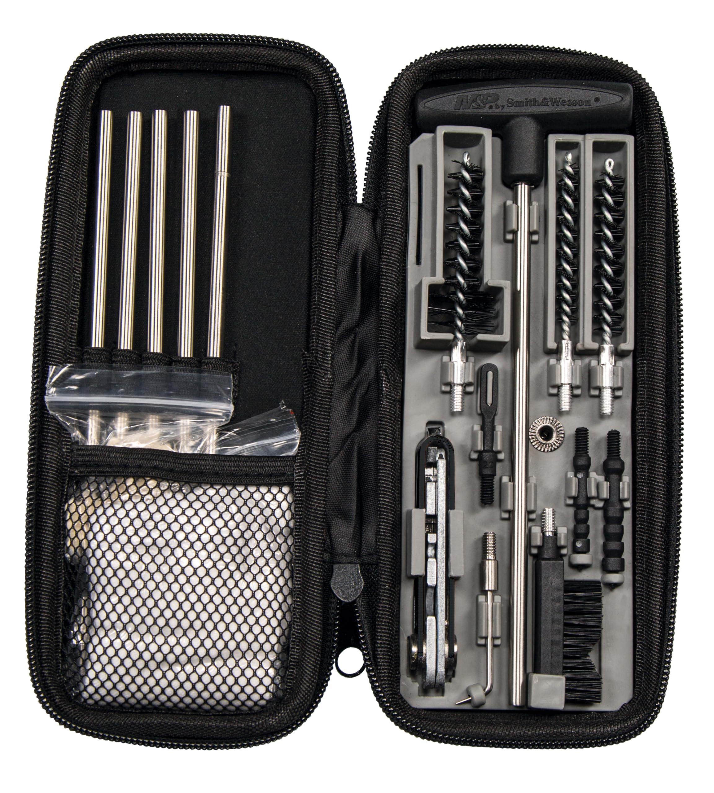 Smith & Wesson M&P Compact Rifle Cleaning Kit With Multiple Wire and Plastic Brushes for .22 and .30 Caliber Long Guns