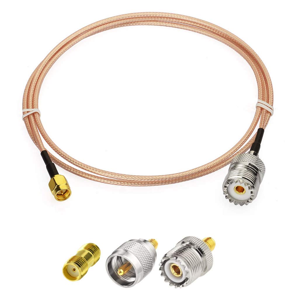 Superbat SMA Male to SO239 RF Coaxial Coax Cable 6inches + 3pcs Adapter Kit, SMA to UHF Cable + SMA to SO239/PL259 Adapter Kit for RF Applications/CB Radio/Handheld Radio Antenna/Walkie Talkie etc