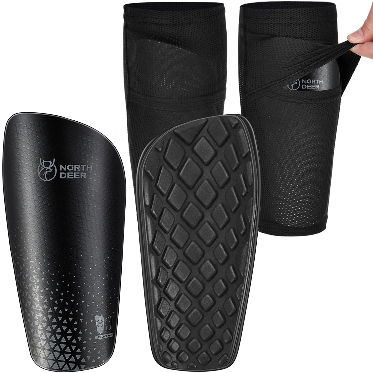 Soccer Shin Guards for Boys incl. Sleeves with Optimized Insert Pocket