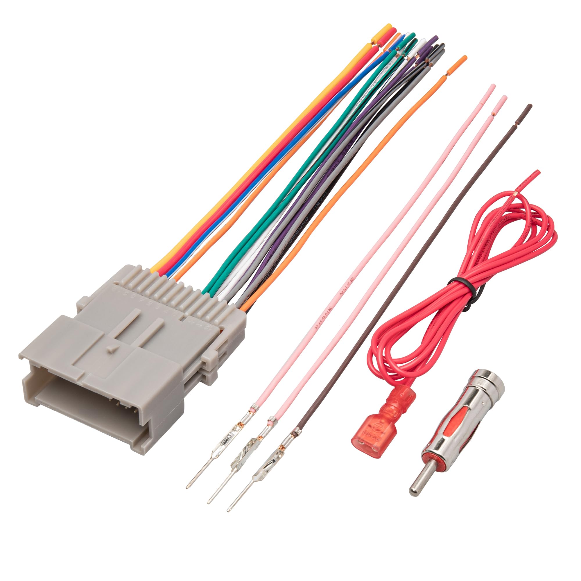 RED WOLF Car Radio Wiring Harness w/Antenna Adapter Compatible with 2002-2008 GM Chevy Silverado Impala GMC Sierra Buick Cadillac Aftermarket Stereo CD Receiver Wire Cable Aerial Connector Plug