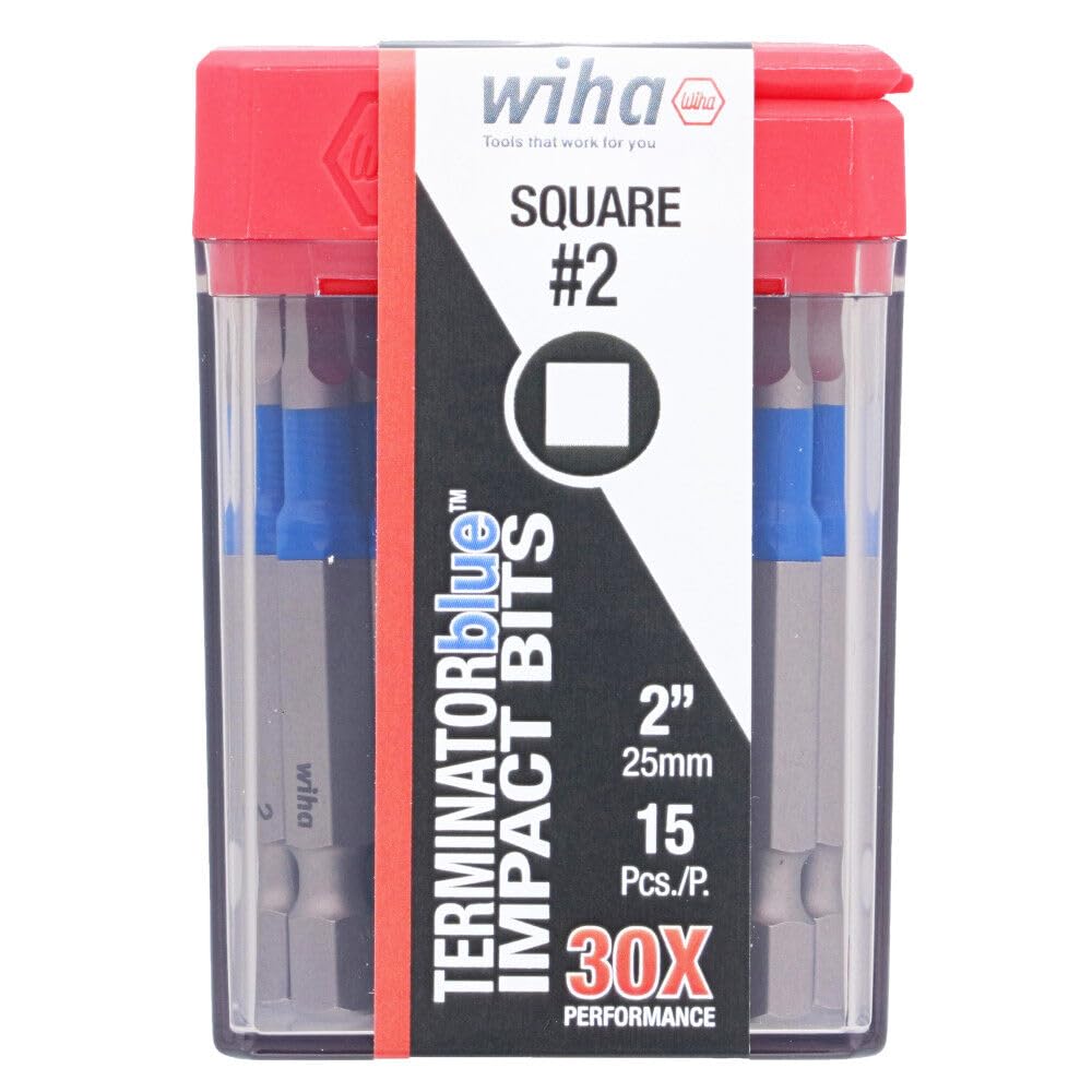 Wiha TerminatorBlue Impact Bit Square #2 - 2 Inch - 15 Pack
