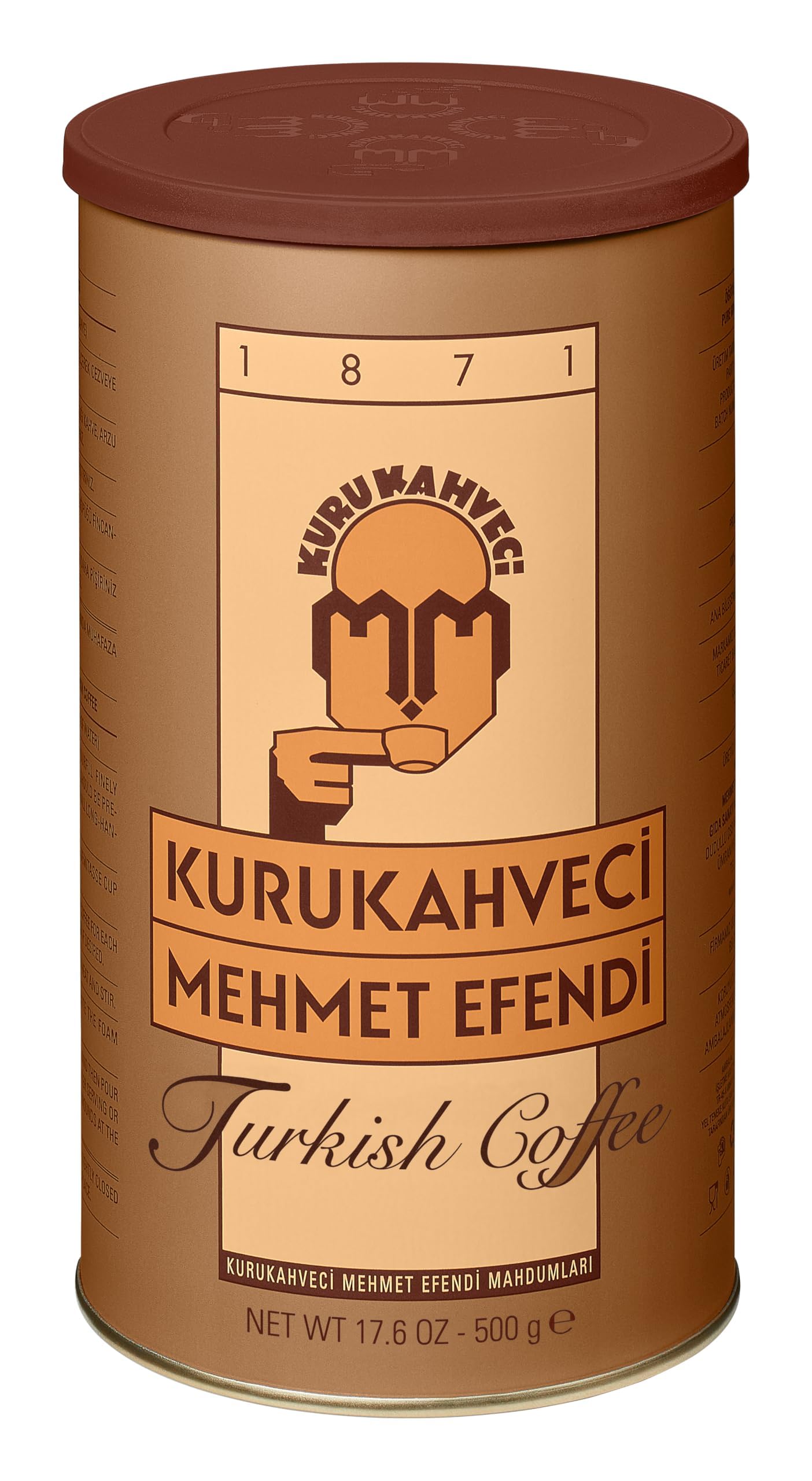 KURUKAHVECI MEHMET EFENDI Turkish Coffee, 100% Arabica, Finely Roasted Ground Coffee for Cezve, Rich Aroma, Medium, Authentic Turkish Coffee Tradition Since 1871, 17.6 OZ / 500 Gr