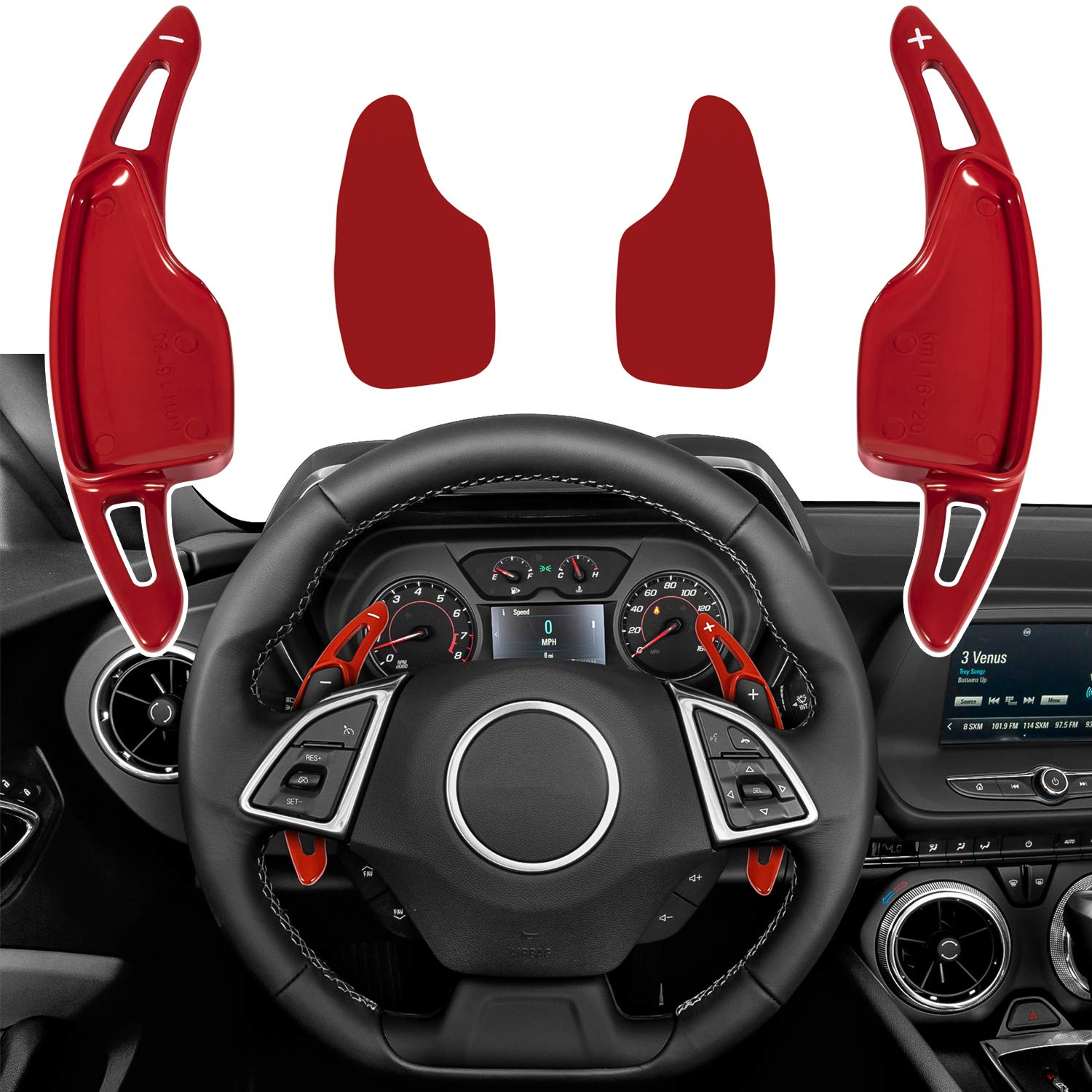 Red Aluminum Steering Paddle Shifter Extension Cover Trim Interior Accessories for Chevrolet Camaro 2016-2024, 2014-2019 Chevrolet Corvette C7
