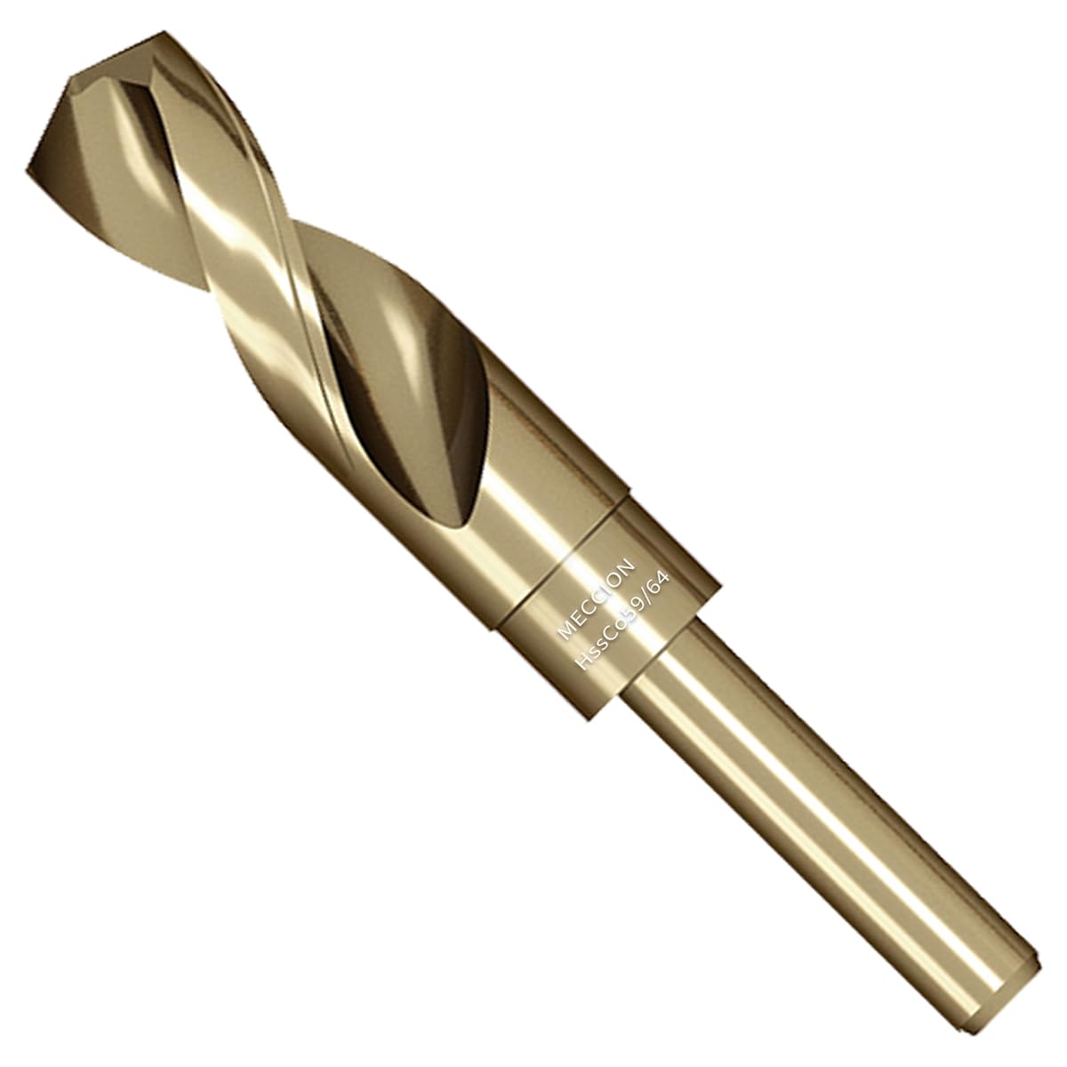 Meccion Cobalt Drill Bit 59/64 Inch High Speed Steel M35 Reduced Shank Twist Drill Bit for Metal, Cast Iron, Stainless Steel, Alloy, Non-Ferrous Etc.