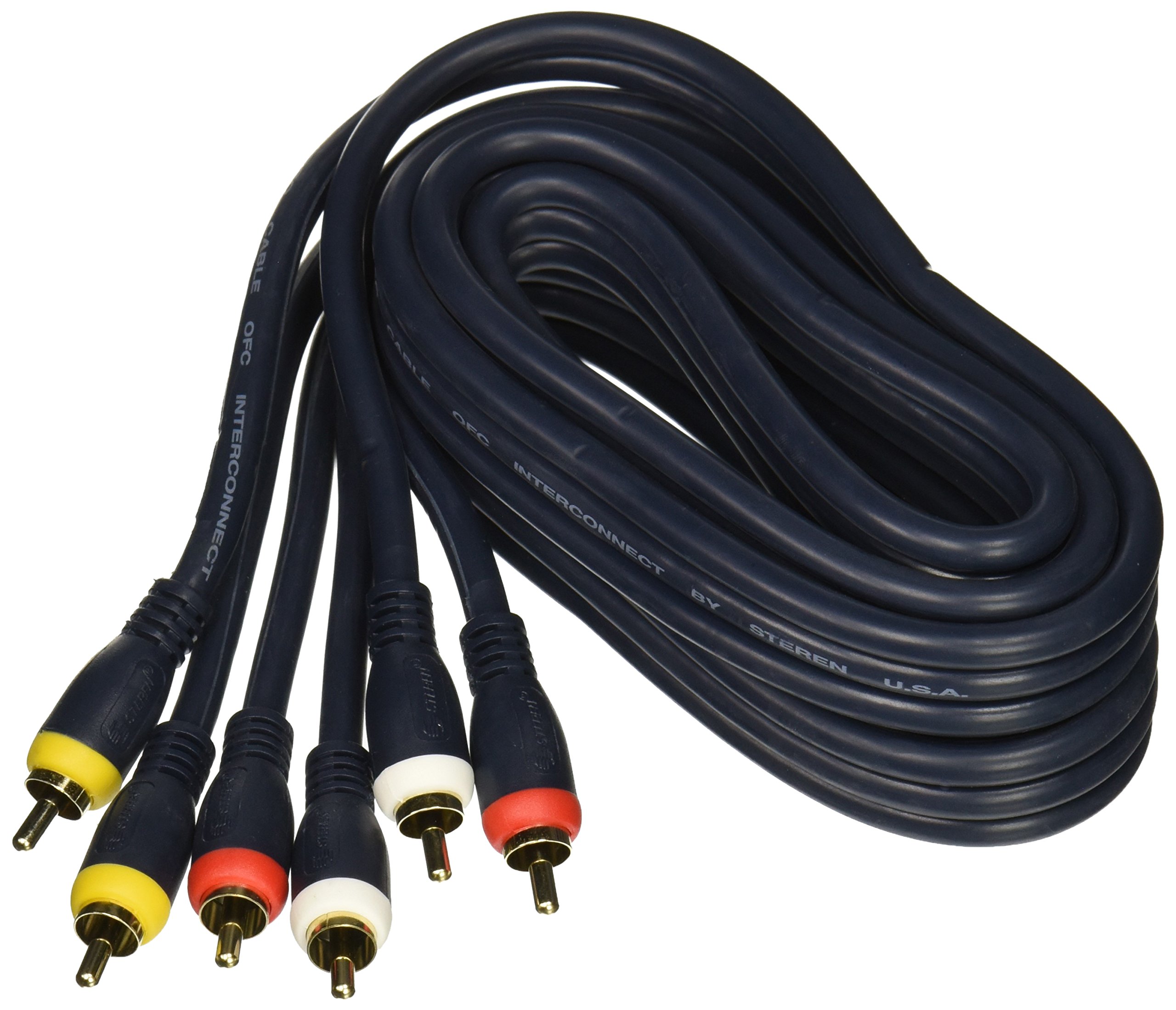 Steren 254-315BL Triple RCA Composite Video Cable (6ft)