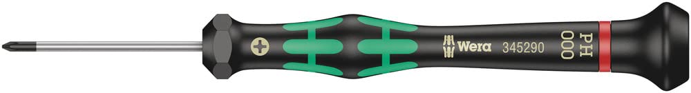 Wera 05345290001 2050 PH Screwdriver for Phillips Screws for Electronic Applications, PH 000 x 40 mm, Black