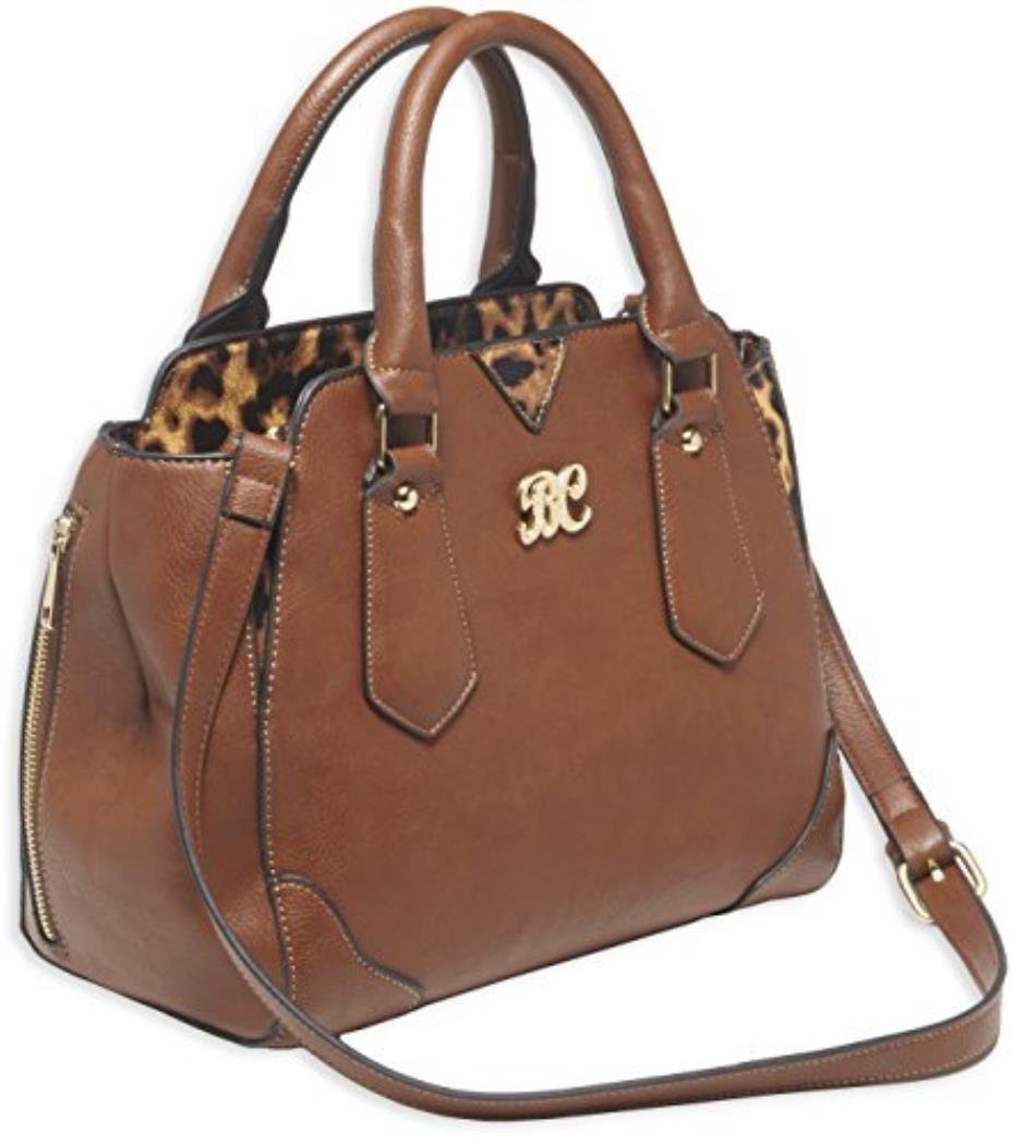 Bulldog BDP024 Satchel Style Purse with Holster  Chestnut with Leopard Trim