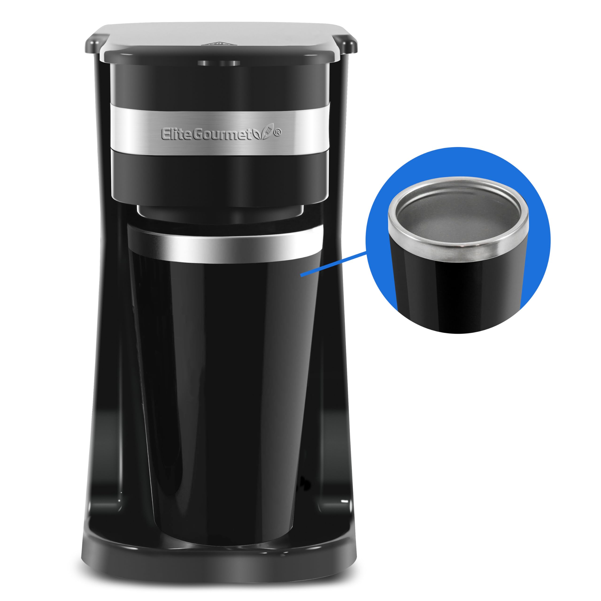 Elite Gourmet EHC111A Personal Single-Serve Compact Coffee Maker, Black
