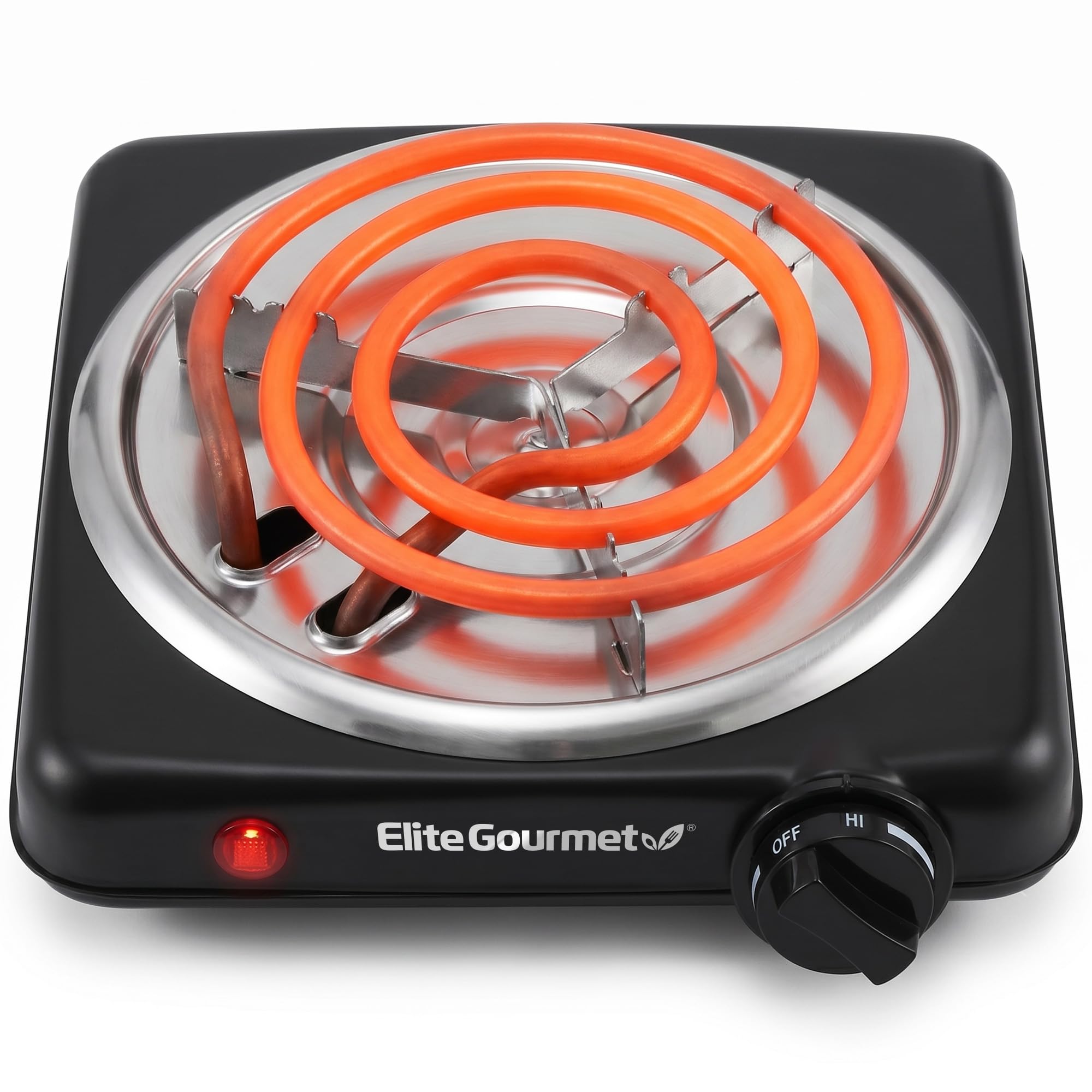 Elite Gourmet ESB200B Single Burner, 1000W Portable Coil Hot Plate, Black