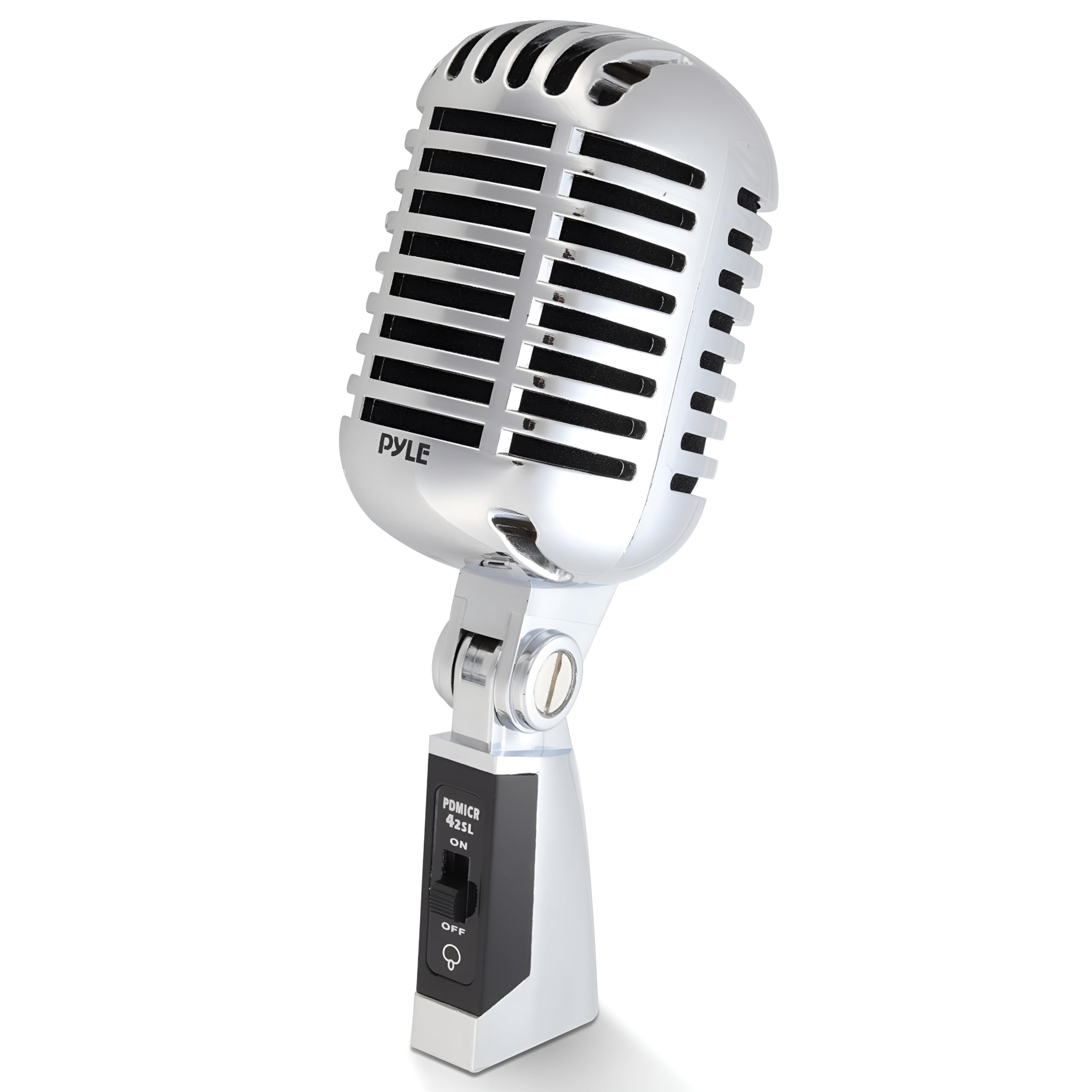 Pyle PDMICR42SL Classic Retro Vintage-Style Dynamic Vocal Microphone (Silver)
