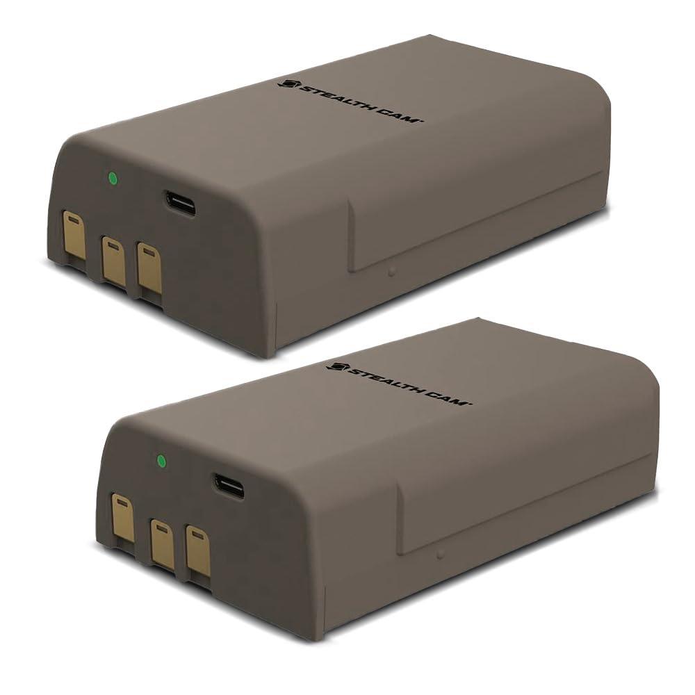 Stealth CAM FieldMax MAX-PAK Rechargeable 12-Volt/5000 mAh Lithium Battery Cartridge, Compatible w/Stealth Cam Hunting Cellular Trail Cameras, USB Charging Cable Included, 2-Pack