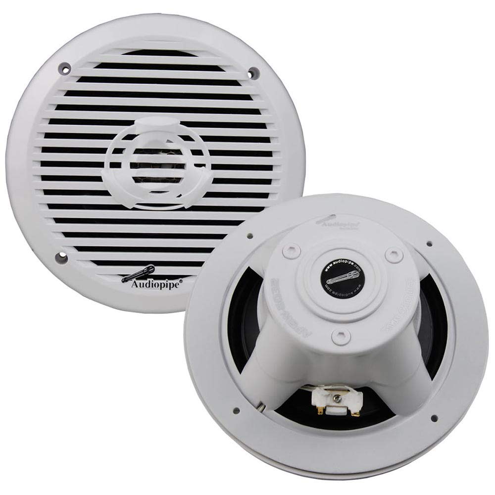 Audiopipe APSW6032 6.5" 2-Way Marine Speakers 200W Max White-Pair