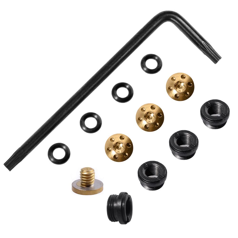 Cool Hand 1911 Grip Screws & Bushings for Slim 1911 Full Size/Compact, T10 Torx Key, 4 O Rings, Stainless Steel, Gold, 1911S-BUSH-SCRG