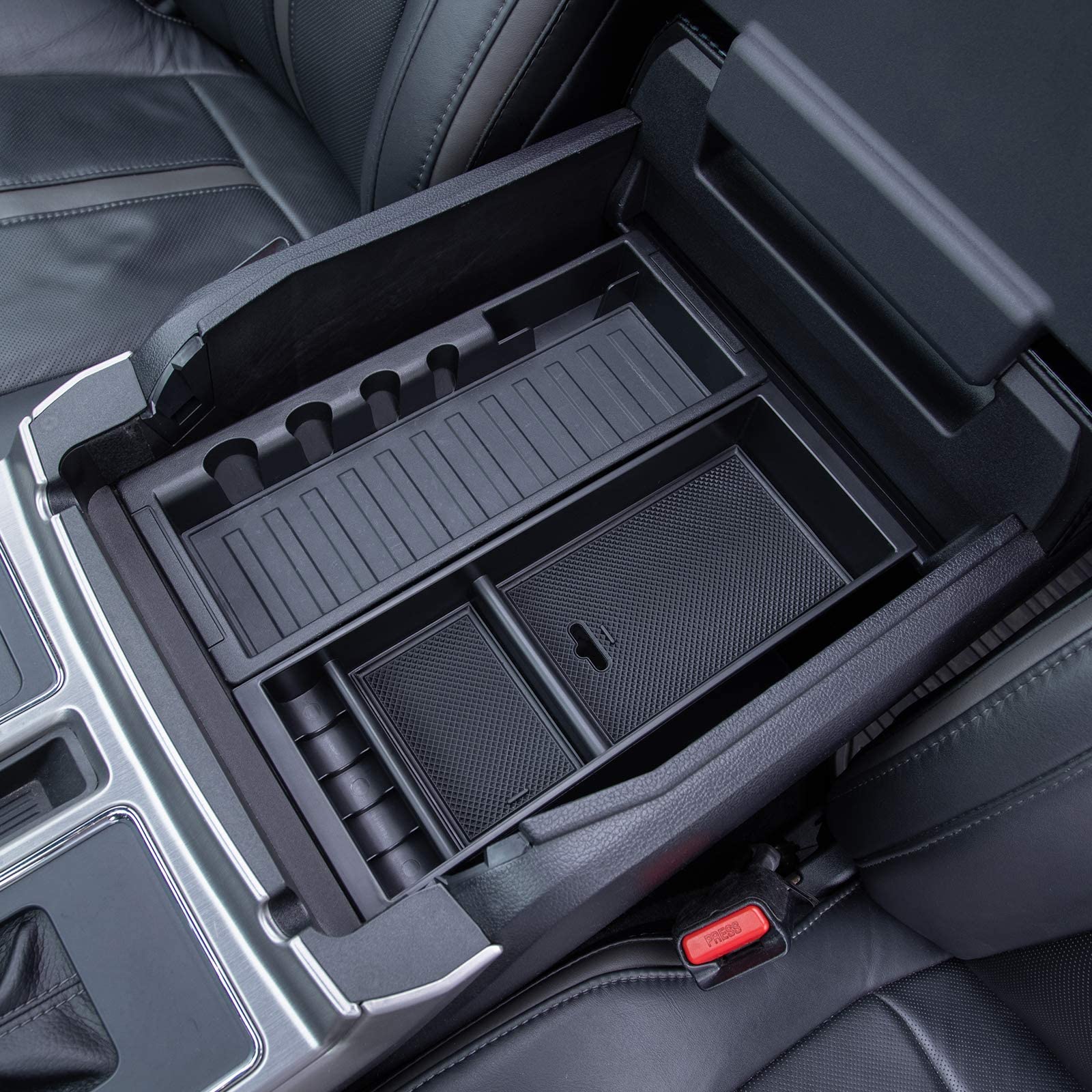 PIMCAR Compatible with Ford 2015-2020 F150, 2017-2022 F250 F350 F450, 2018-2024 Expedition Center Console Organizer Insert Tray Pallet Storage Accessories (Work Great with The Factory Tray)-One Piece