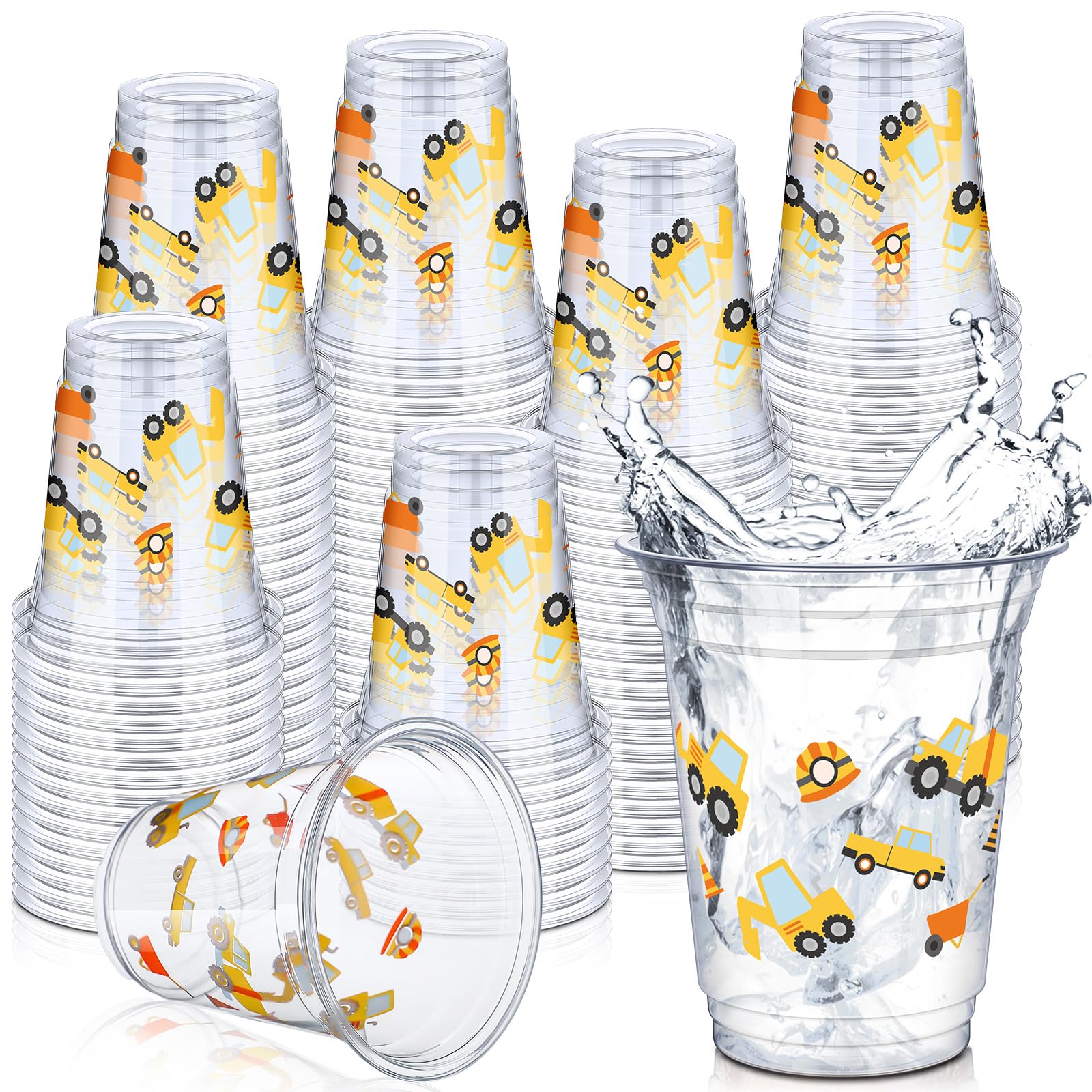 Uiifan 50 Pcs Construction Cups 12 oz Construction Birthday Party Supplies