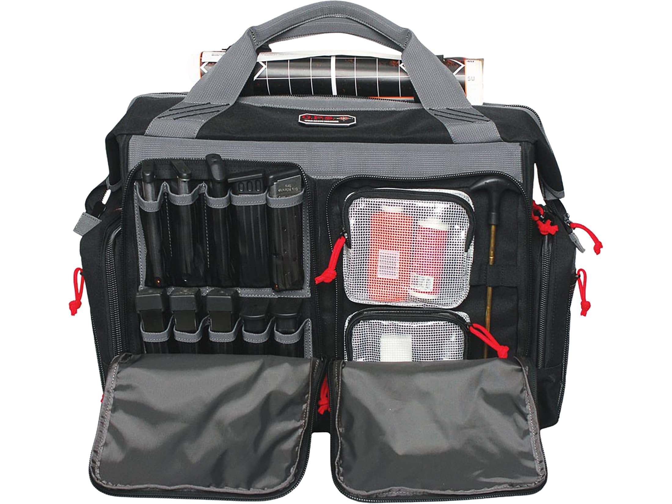 G.P.S. Rolling Range Bag with Telescoping Handle & ATV Wheels | Secure Handguns & Ammo Storage with Lockable Zippers | Durable Shooting Tactical Gear