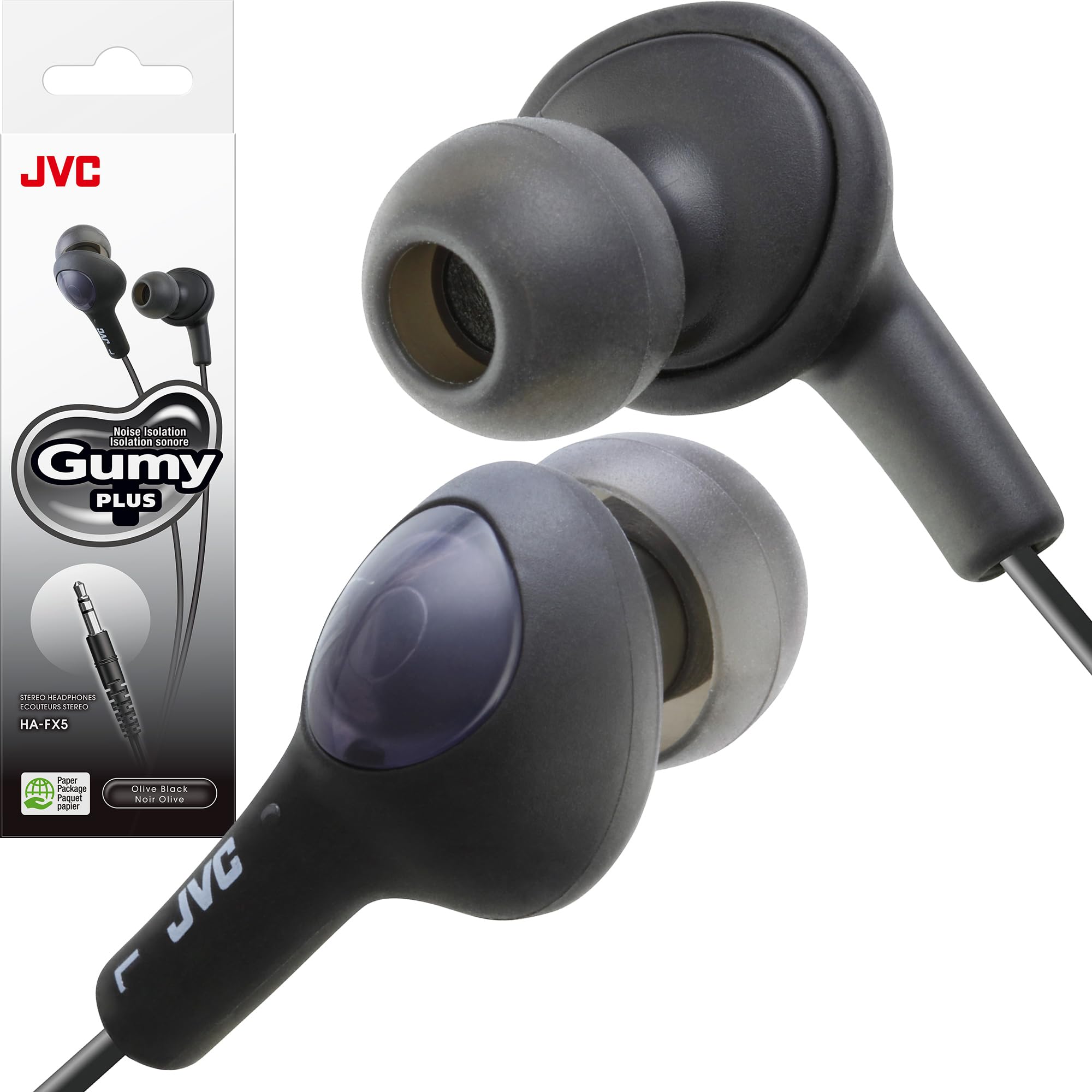 JVC HAFX5B Gumy Plus Inner-Ear Earbuds (Black)
