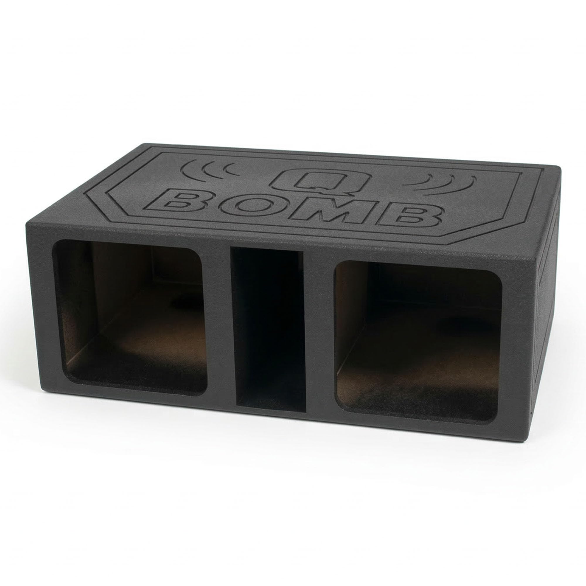 Q Power QBOMB12VLSQ Qbomb Dual12inVented Box Blk SquareHoles