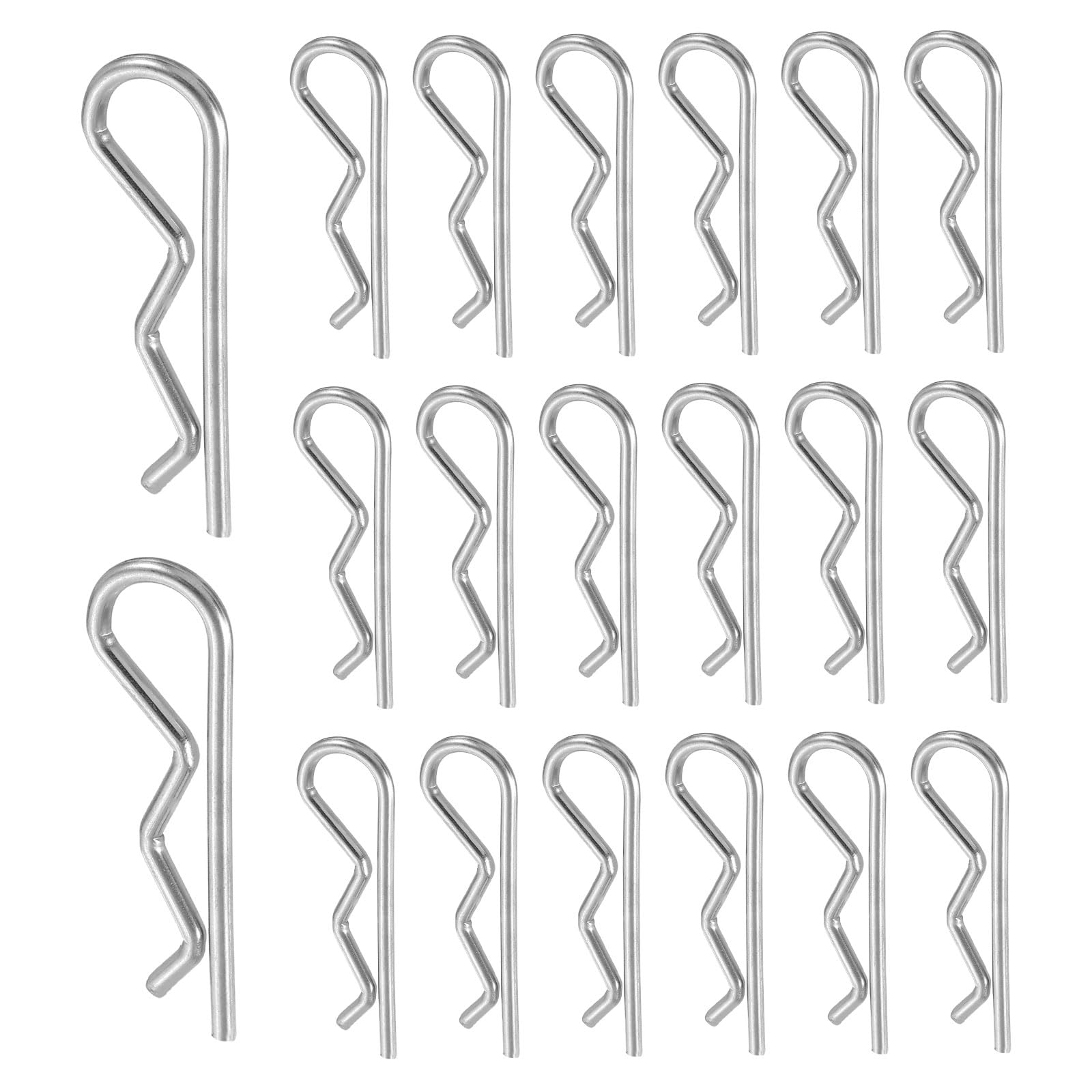 uxcell 20 Pcs Hitch Pin Clip, 2mm x 40mm R Clips 304 Stainless Steel Retaining Wire Hair Pins Cotter Pin Assortment Kit Clips for Trailer Tractors Mower Carts Truck Pin Clip, Silver