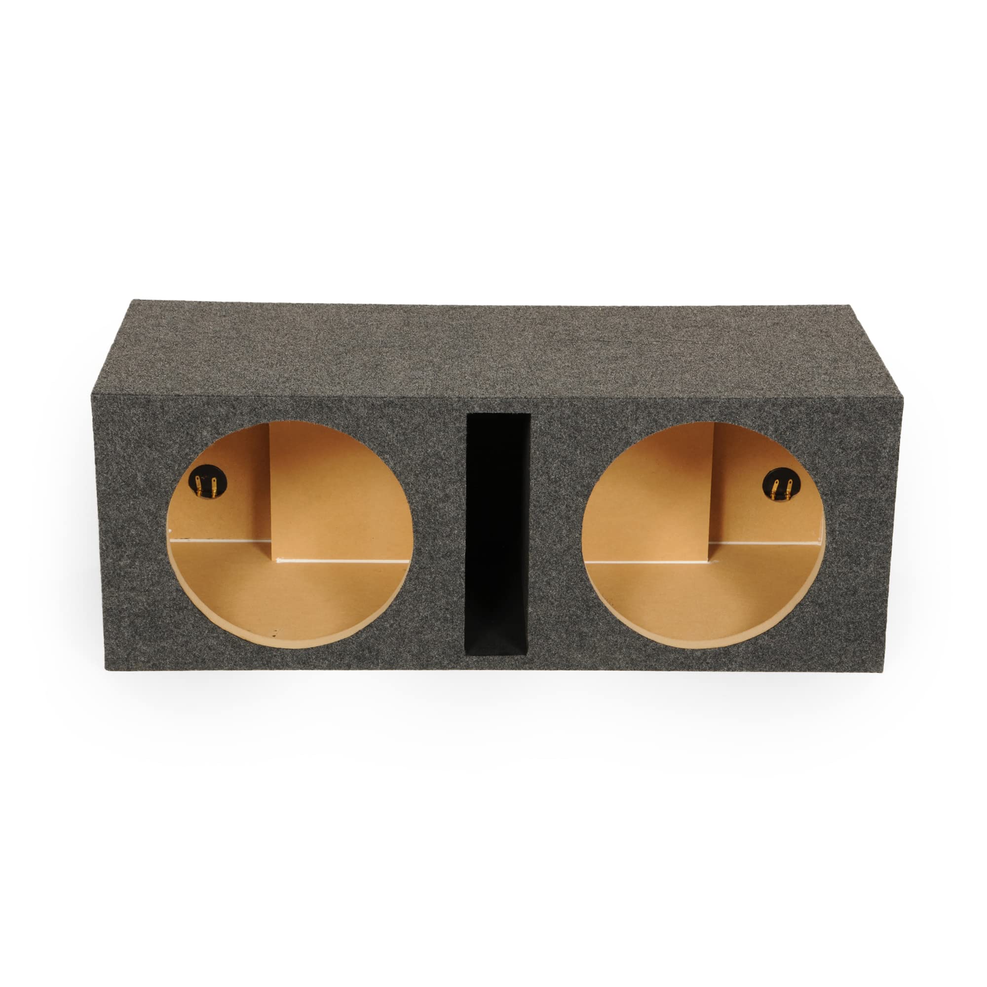 QPower QBASS Dual 12 Inch Car Audio Subwoofer Box, Charcoal Gray Carpet Finish - MDF Woofer Enclosure, Single Slot Port Vent, Deep Bass Sound System for Truck and Stereo