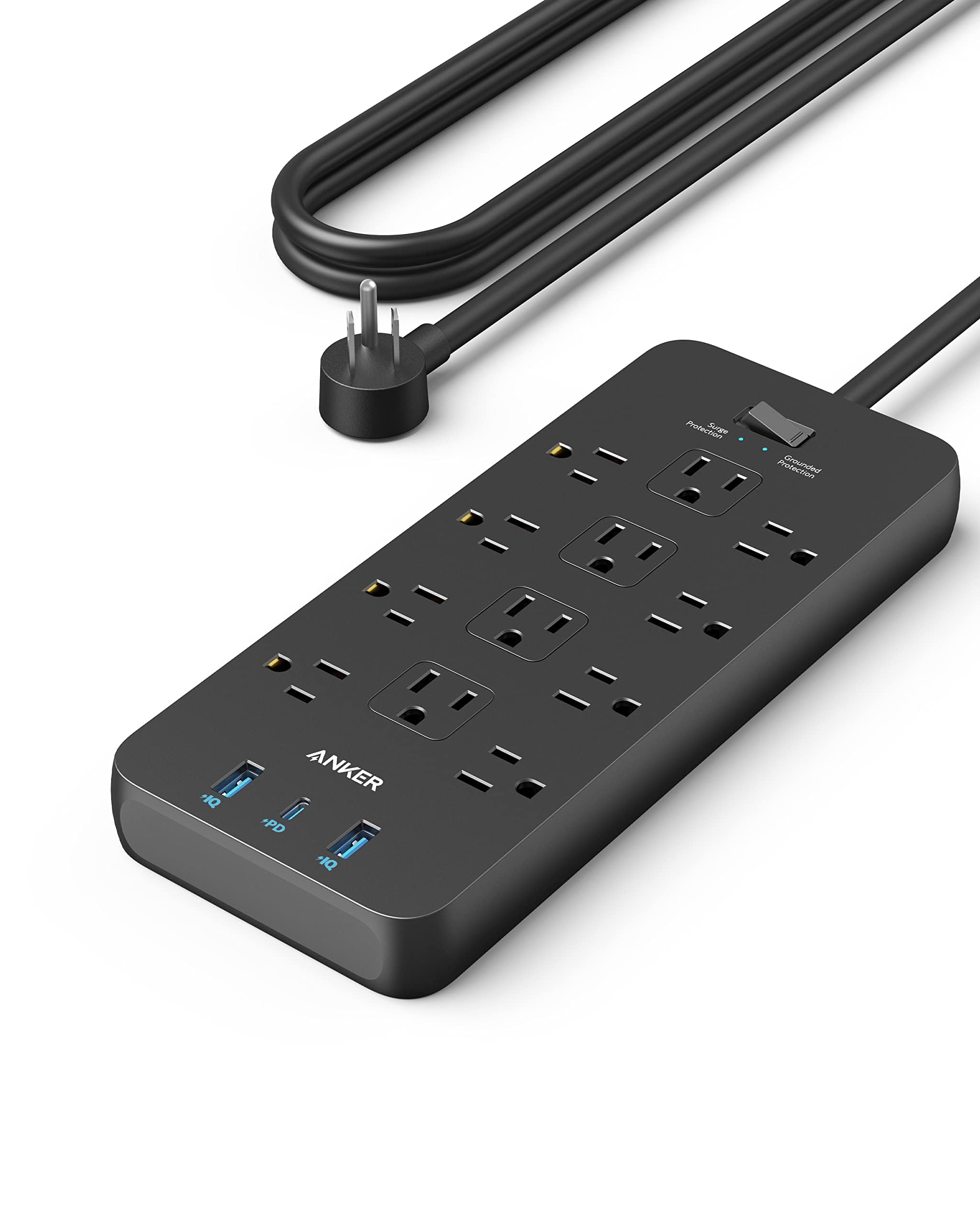 Anker Power Strip with 2100J Surge Protector, Outlet Extender, 20W, 12 AC