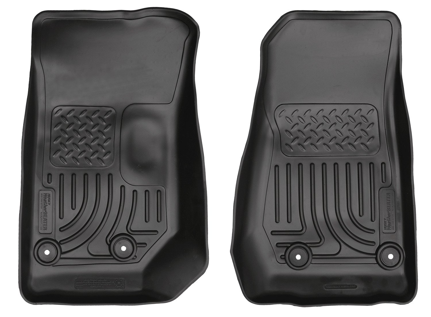 Husky 18041 Front Floor Black For 14-17 Jeep Wrangler '18 Jeep Wrangler 4 Door