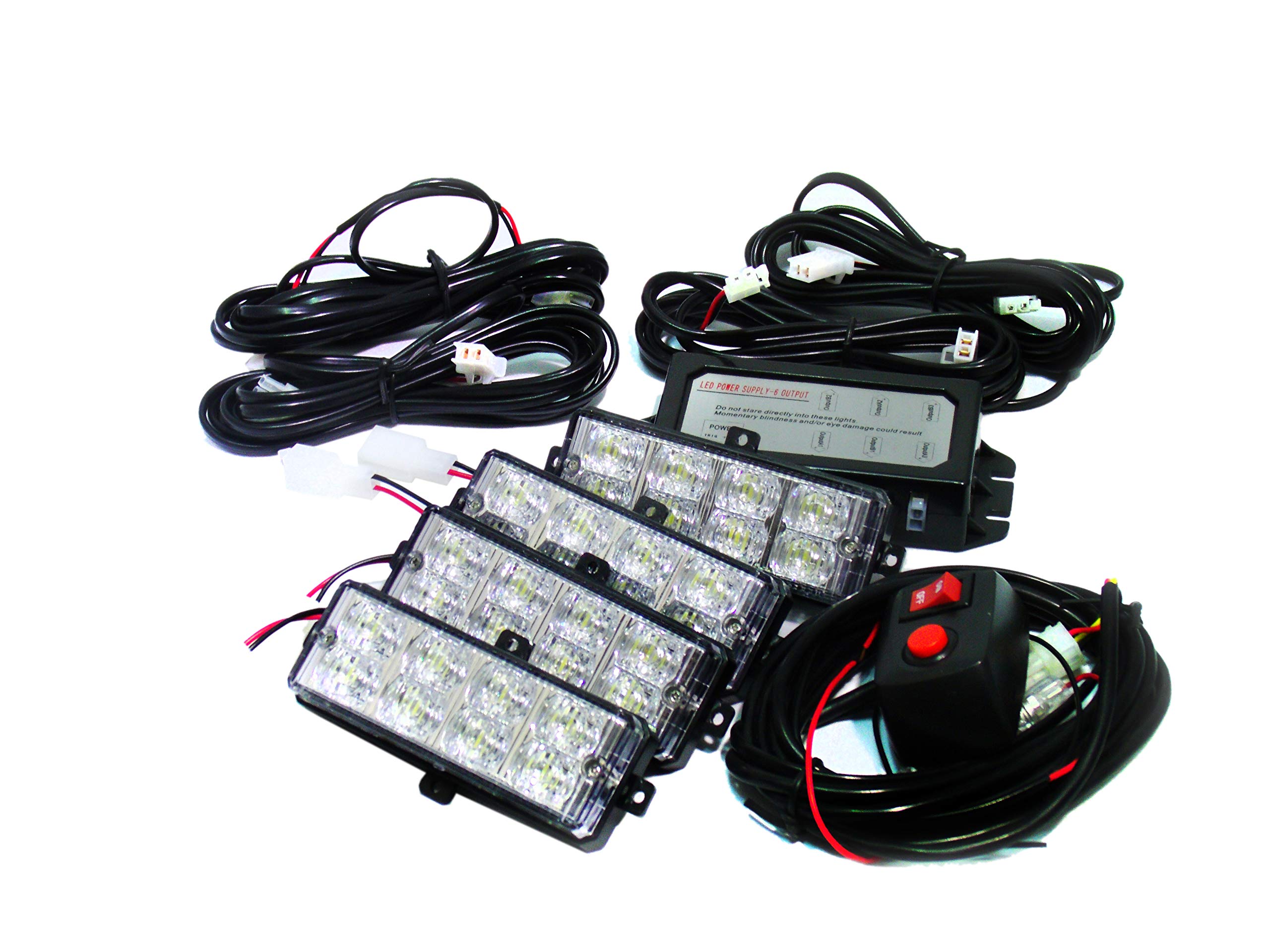 Racesport RS2814LEDWA 4-LED High Power Grill Strobe Kit (White/Amber)