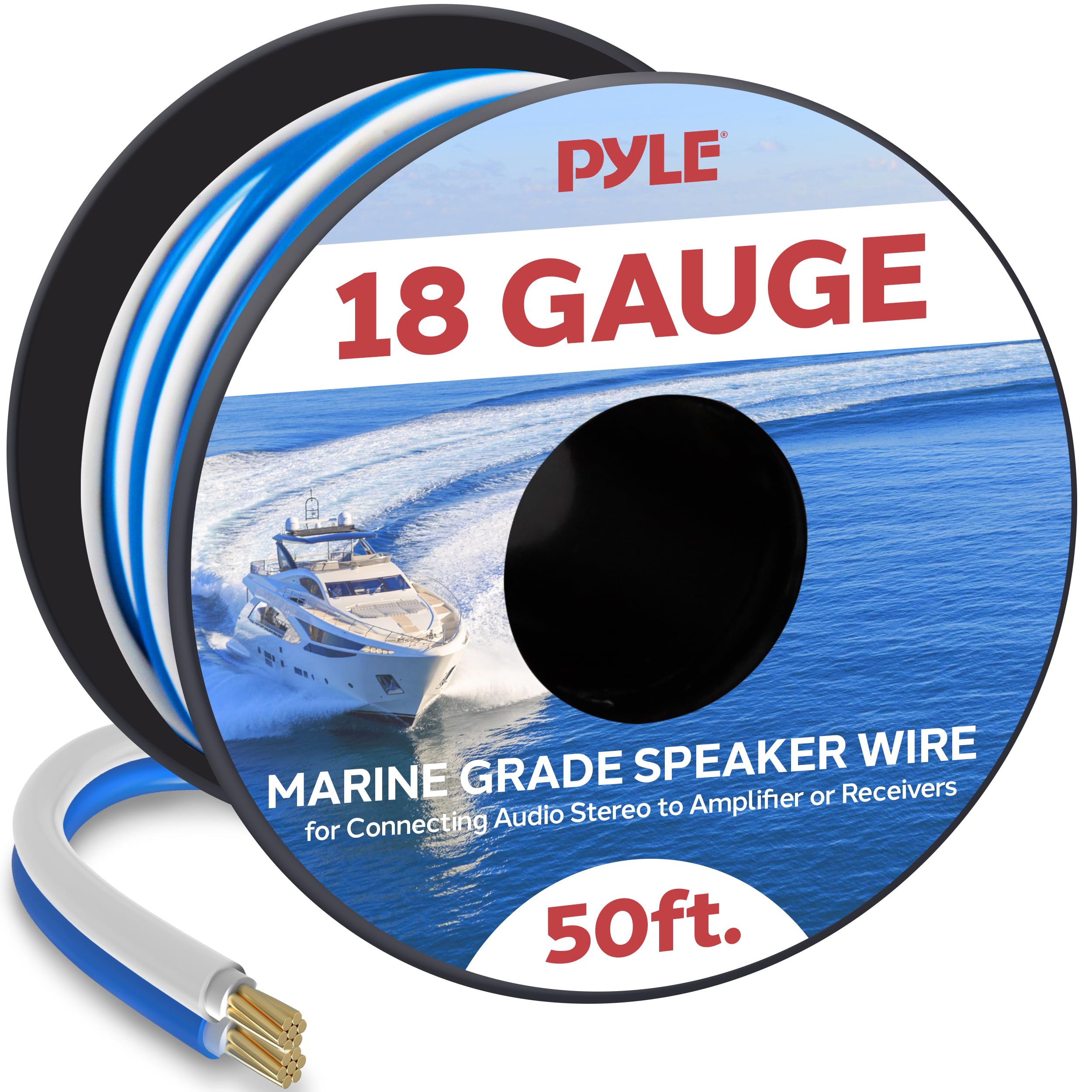 Pyle PLMRSW50 18 Gauge Marine 50ft Speaker Cable