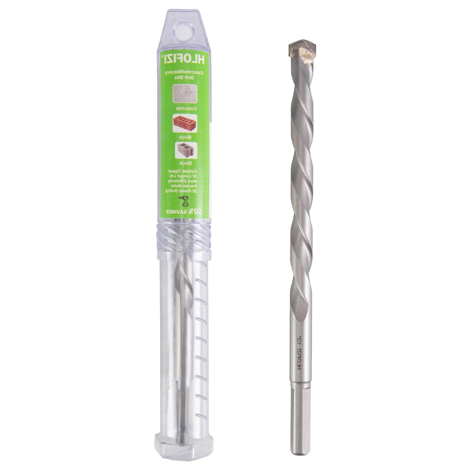HLOFIZI 1/2" x 8" Masonry Drill Bits Concrete Hammer Drill Bits Carbide Tipped, for Cement, Brick, Stone, 3-Flat Shank