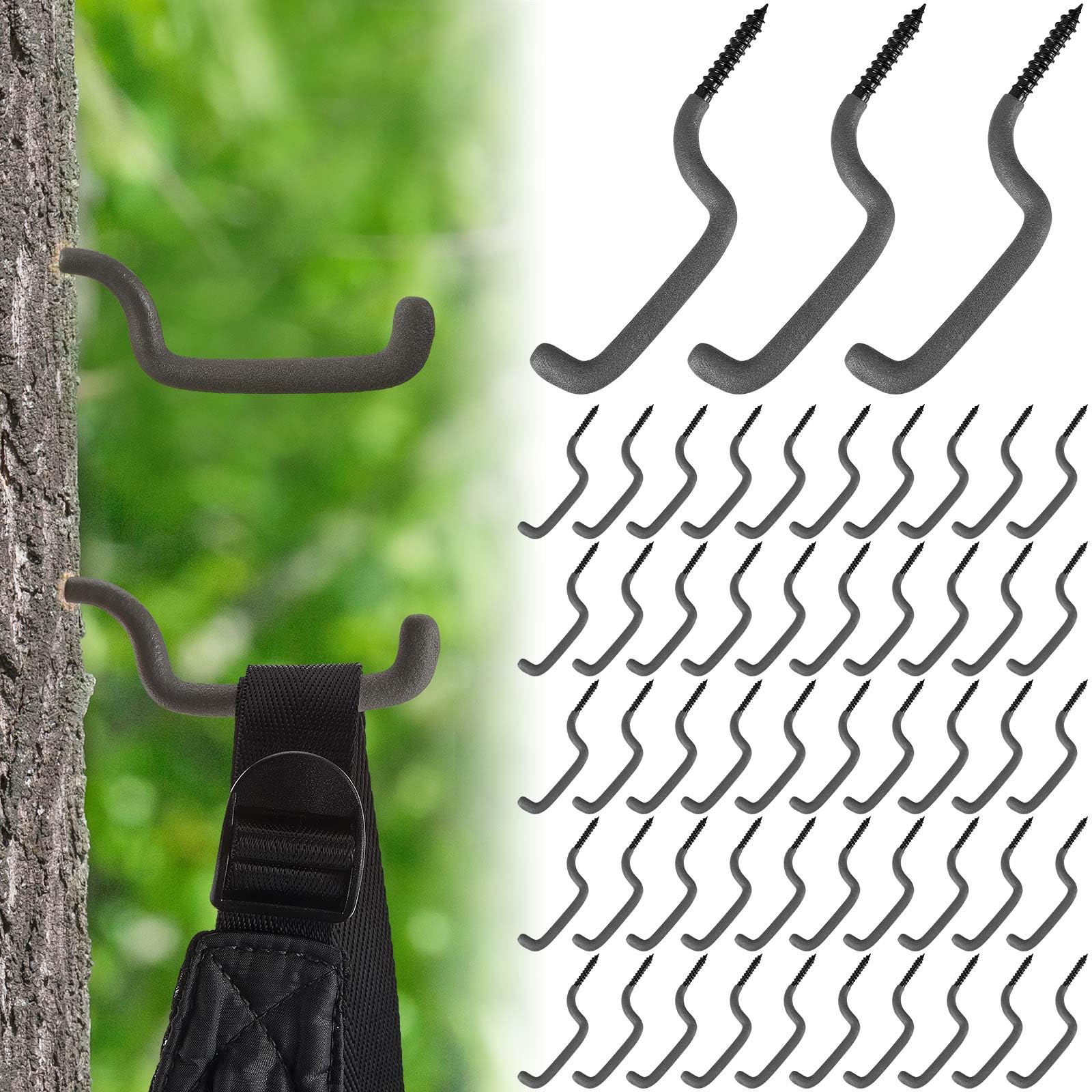 Amylove 10 Pcs Bow Hangers for Tree Stand, Bow Hooks for Hunting,Gray