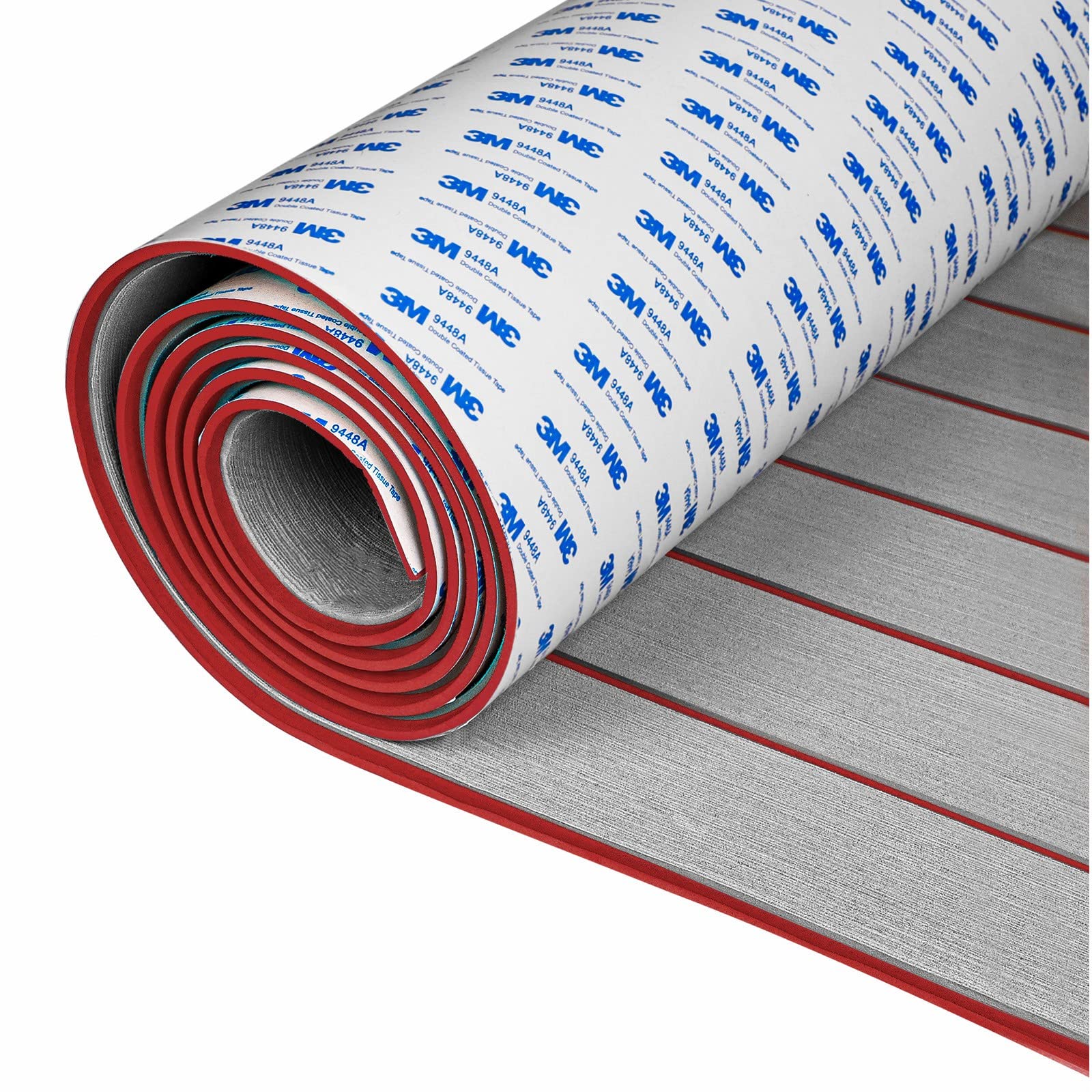 OCEANBROAD Boat Flooring 96''x45.6'', Gray with Red Seam Lines