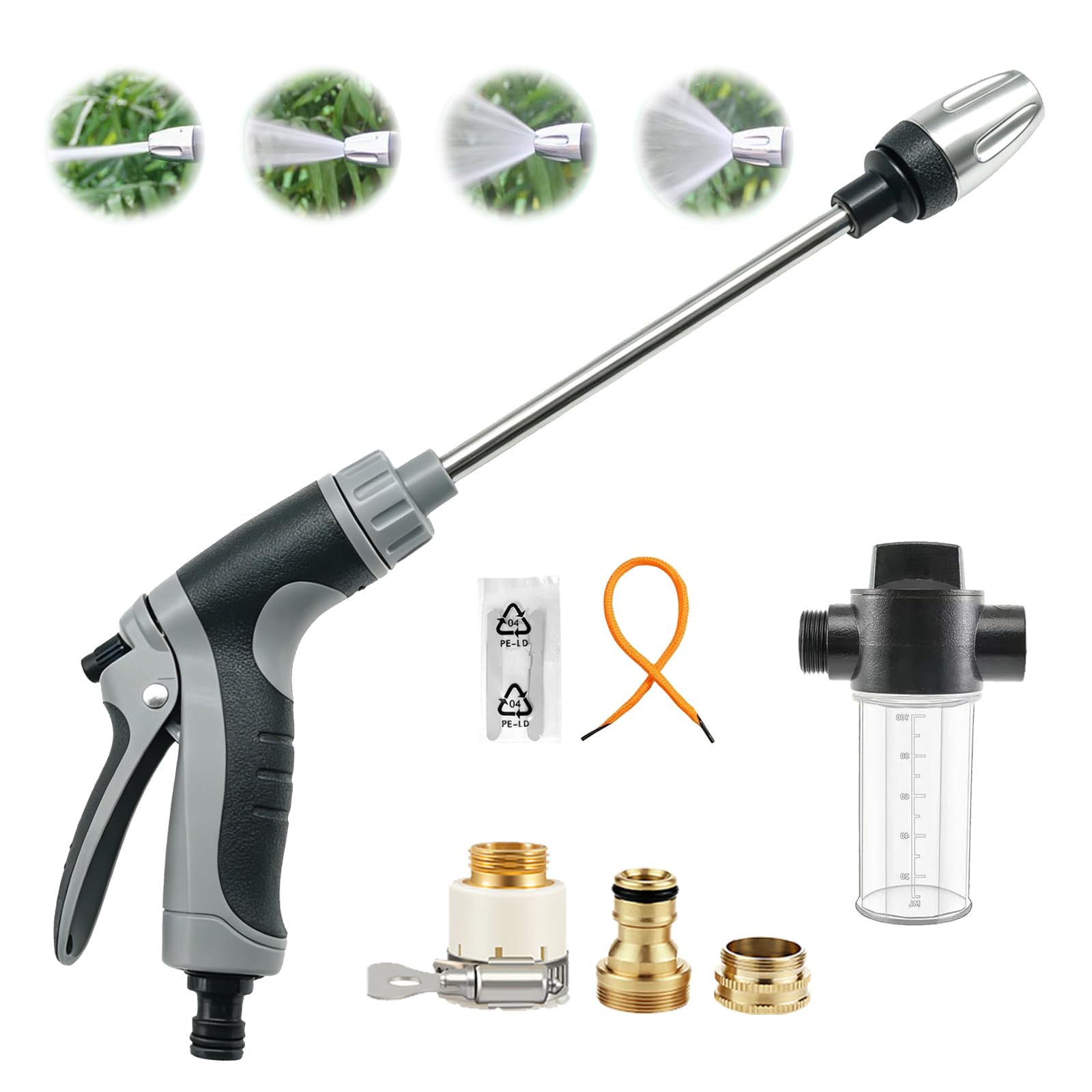 Hose Hawk Pro Pressure Washer Gun, High Pressure Hose Nozzle with 4 Spray Modes, Adjustable Handheld Pressure Washer Nozzle for 3/4" Garden Hose, Watering Sprayer for Cleaning Patio Yard Car Pets (A)