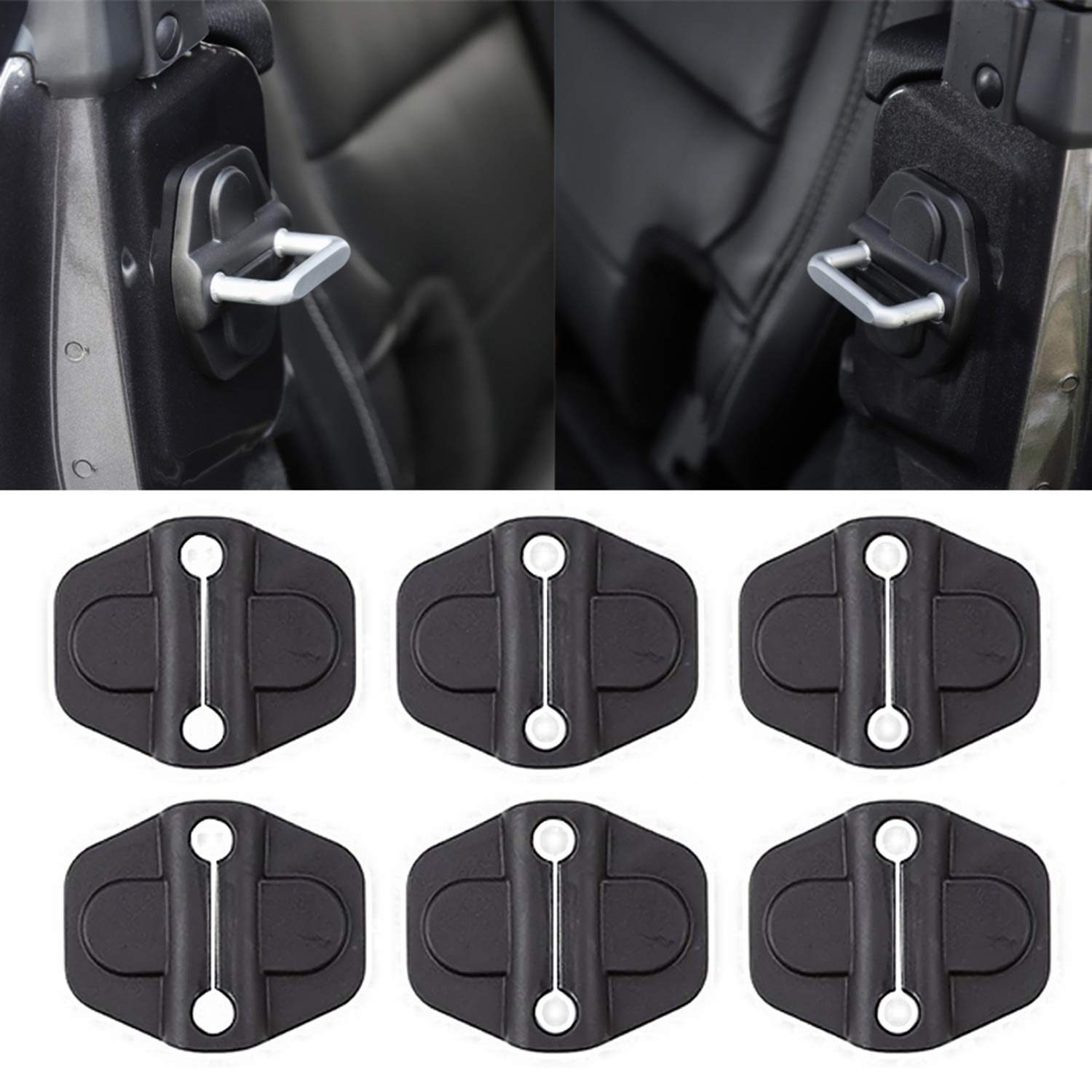 YOCTM Door Lock Decoration Cover for 2018-2026 Jeep Wrangler JL JLU 4XE Unlimited Sahara Sports Rubicon Gladiator JT Door Lock Cover Parts Accessories Black (4Door) (Pack of 6)