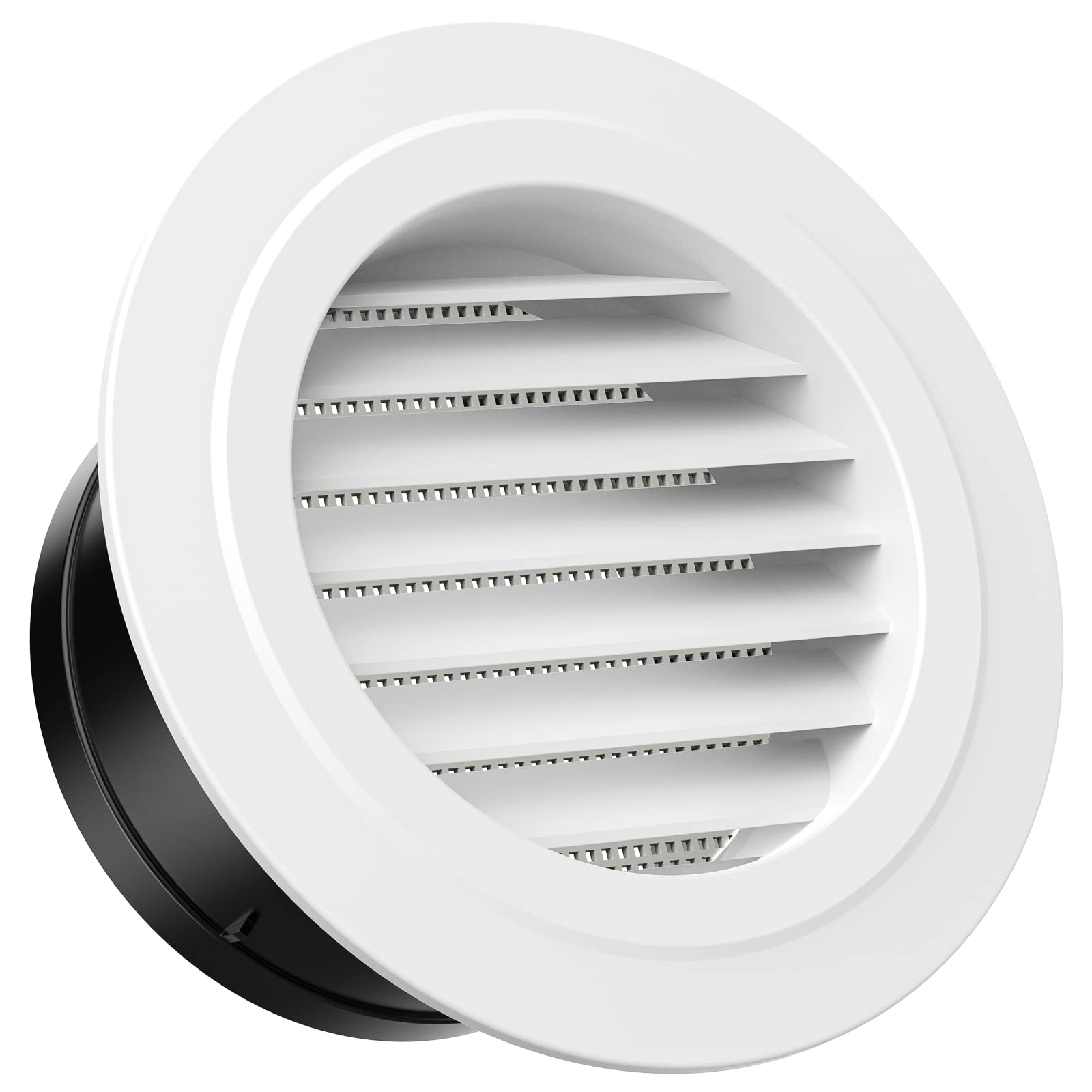 HG Power 6 Inch Soffit Vent Cover – Round ABS Louver with Built-in Screen Mech for Attic, Bathroom, Garage & Dryer Duct Ventilation (150mm,White)
