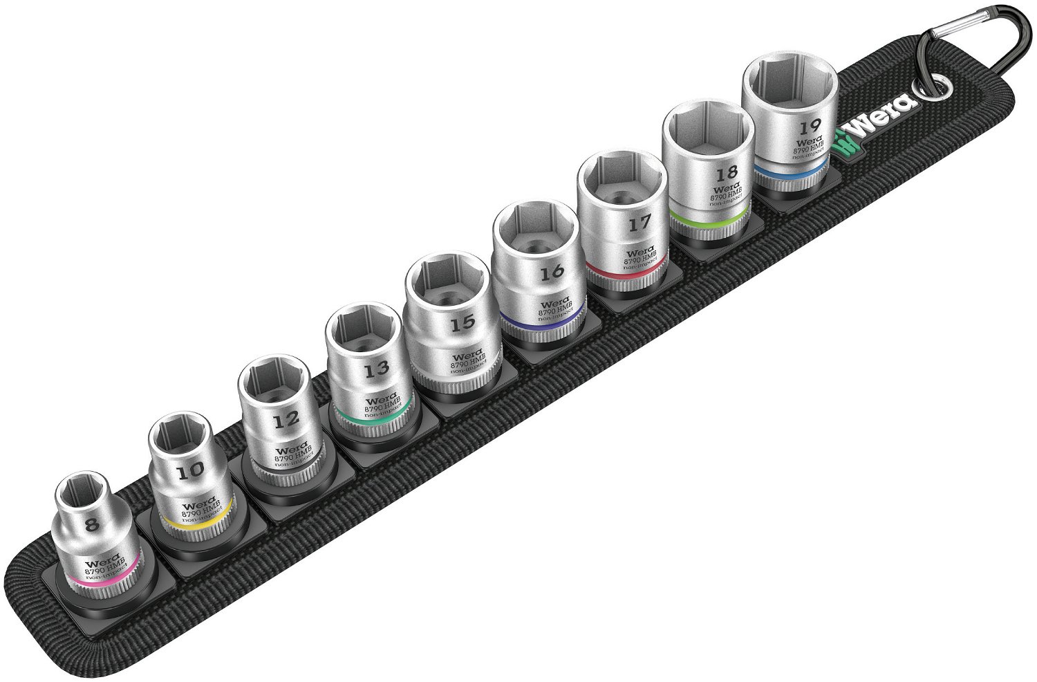 Wera 05003973001 Metric Socket Set on Storage Belt  3/8" Drive (9 Piece Set)