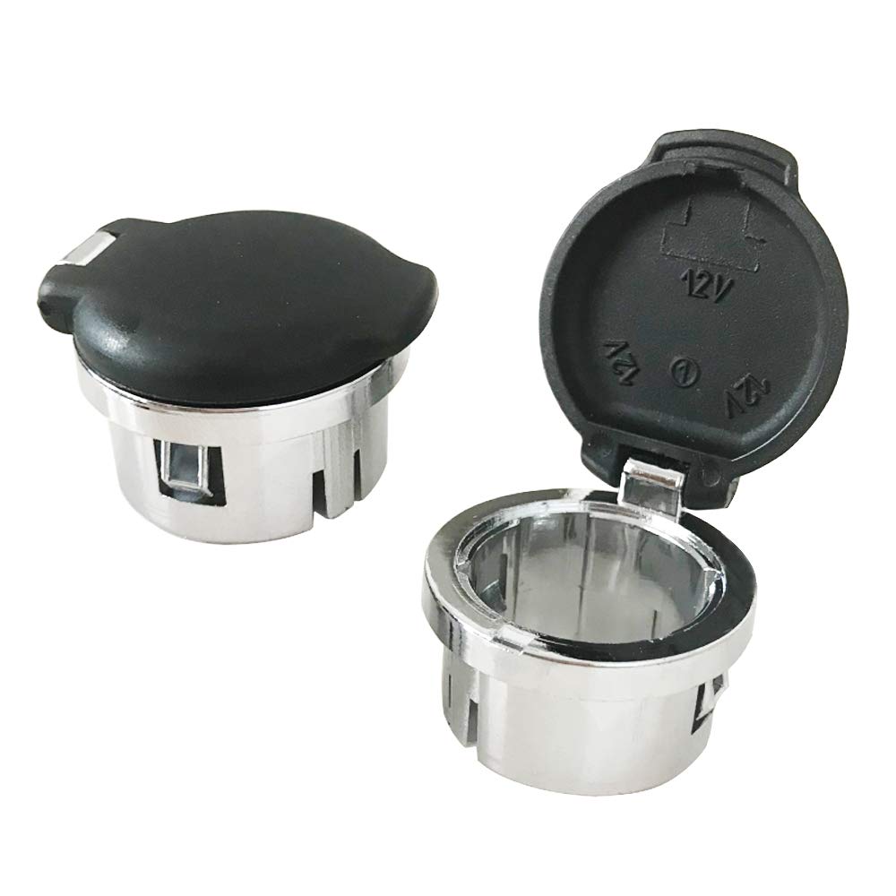 LECWOF Set of 2 Plug Cover Cap 12V Chrome Replacement Power Outlet Dash Retainer Cigarette Lighter Plug Retainer for Chevrolet Silverado GMC Sierra 1500 2500HD 3500 2007-2013 20983936