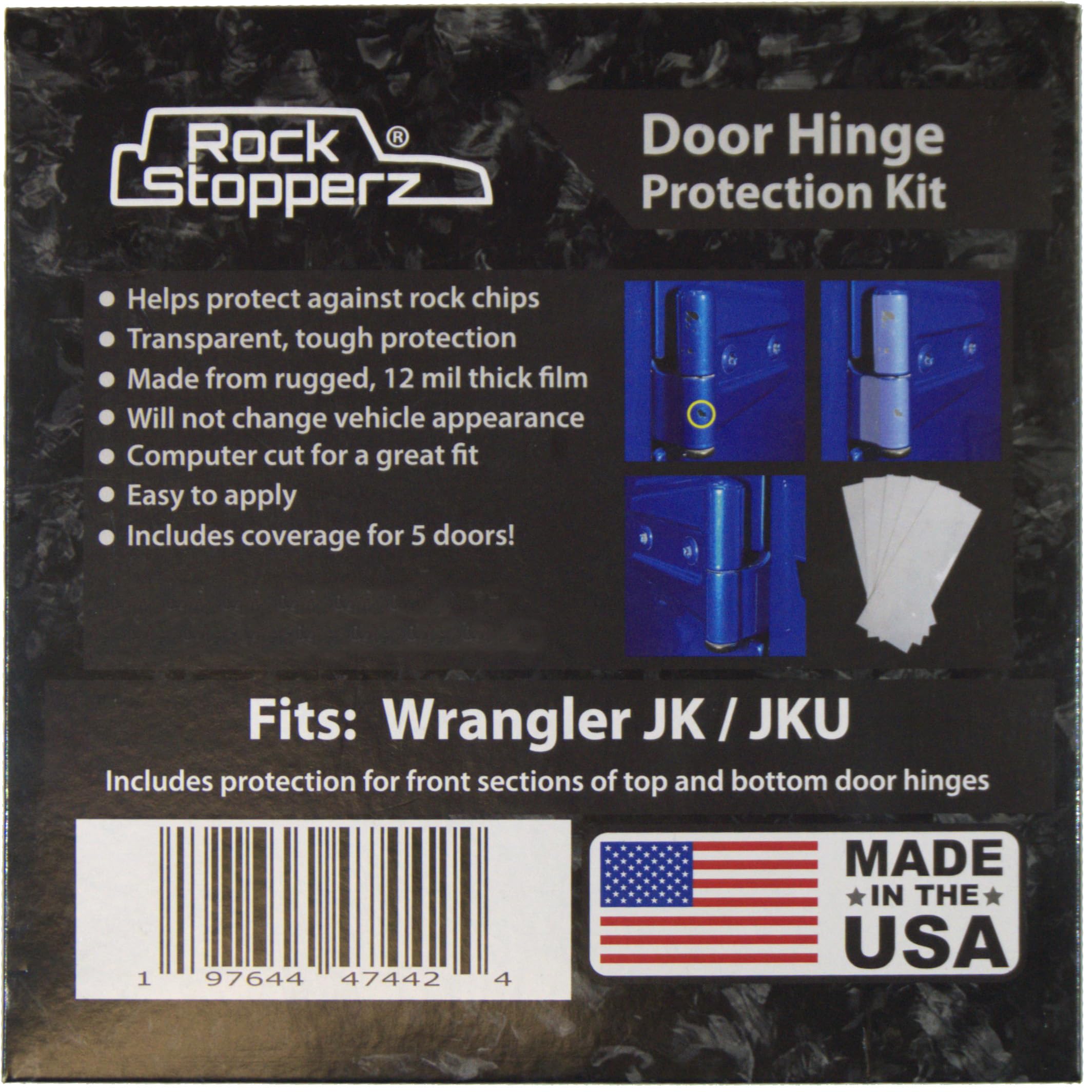 Rock Stopperz Door Hinge Protection Kit - Compatible with Jeep Wrangler JK/JKU - 2 or 4 Door (2007-2017. Coverage for 5 Doors Total)