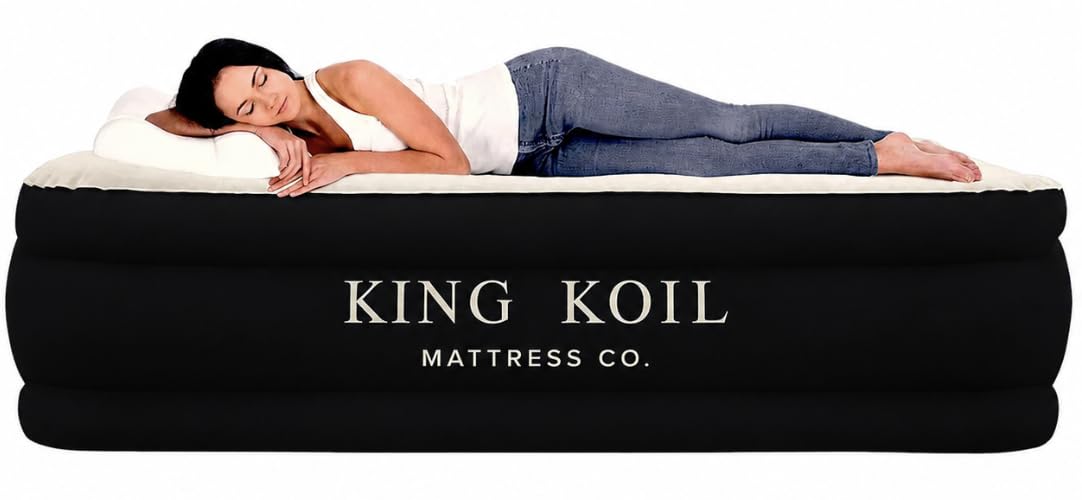King Koil Air Mattress Twin with Built-in Pump, Inflatable Blow Up Bed