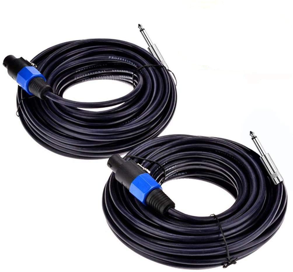 Yuyaokk 2Pack 50 ft Speakon to 1/4" Male Speaker Cables, Professional 12 Gauge AWG Wire Audio Amplifier Connection Cord, DJ/PA Speaker Cable Wire with Twist Lock.