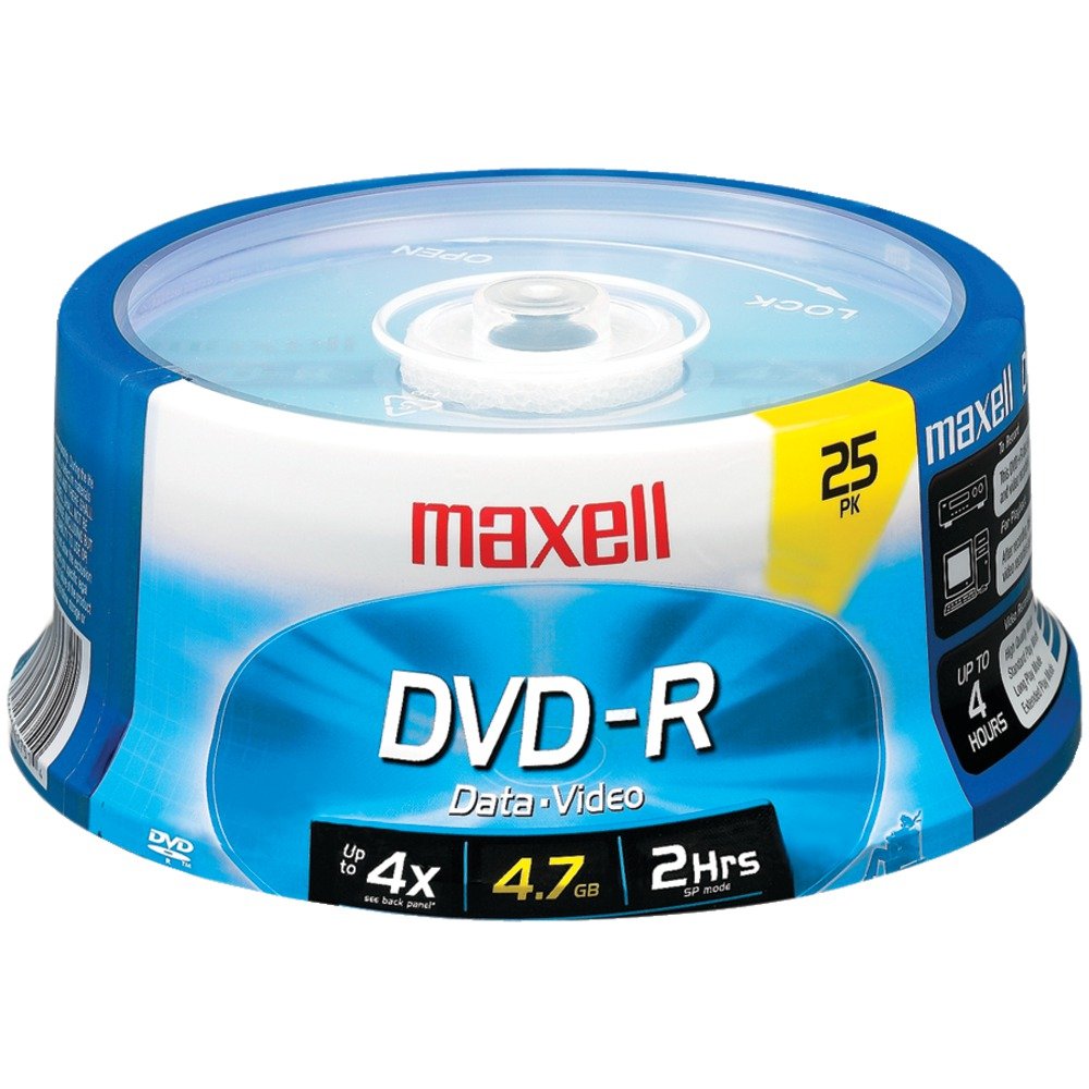Maxell 638010 4.7GB 120-Minute DVD-Rs (25-ct Spindle)