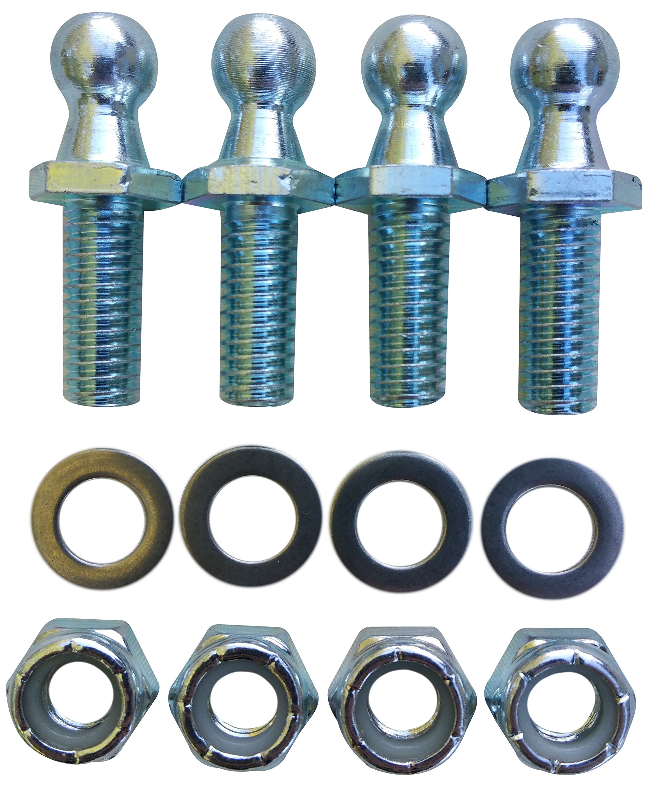 (4 Pack) 10mm Ball Studs with Hardware - 5/16-18 Thread x 3/4" Long Shank - Gas Lift Support Strut Fitting