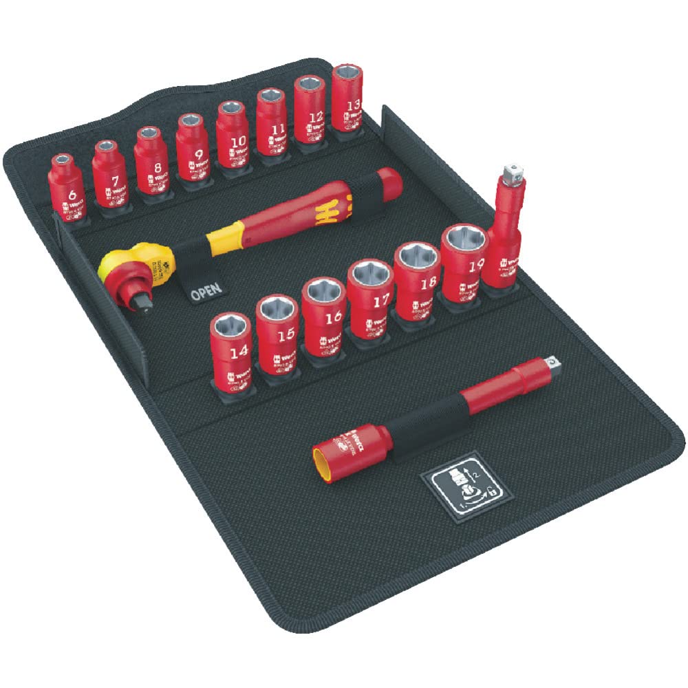 Wera 05004970001 Metric Insulated 3/8 Wrench/Socket Set (17 Piece Set)